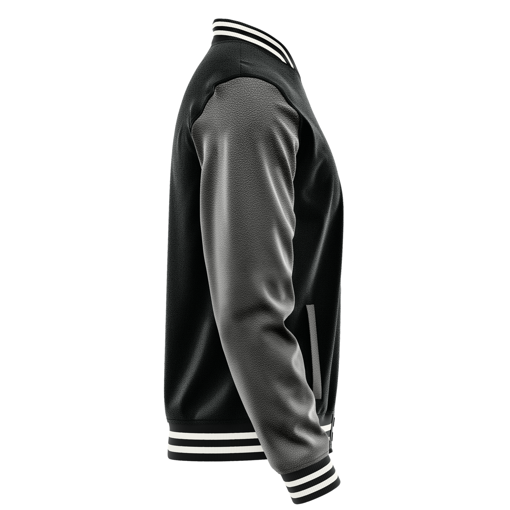 Black & Dark Grey Leather Varsity Jacket JG17201718