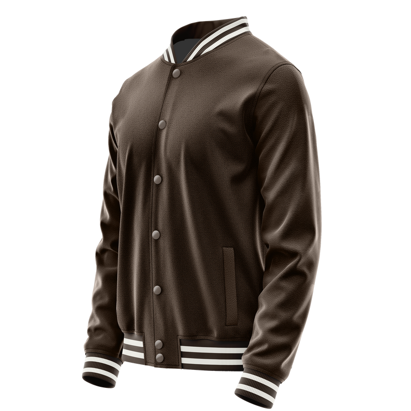 Brown & Brown Leather Varsity Jacket JG01010118