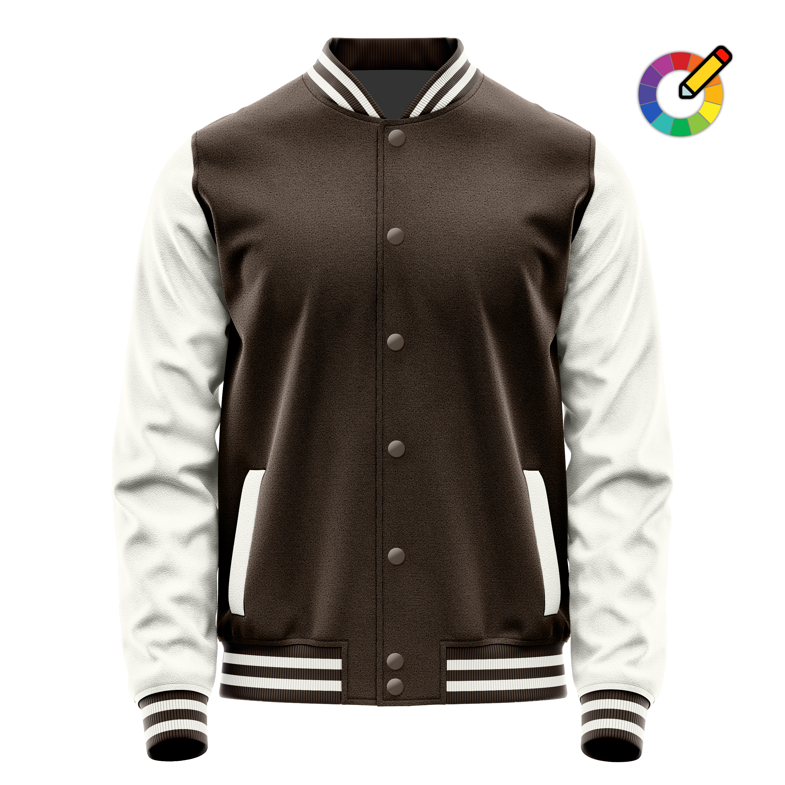 Brown & White Leather Varsity Jacket JG01180118