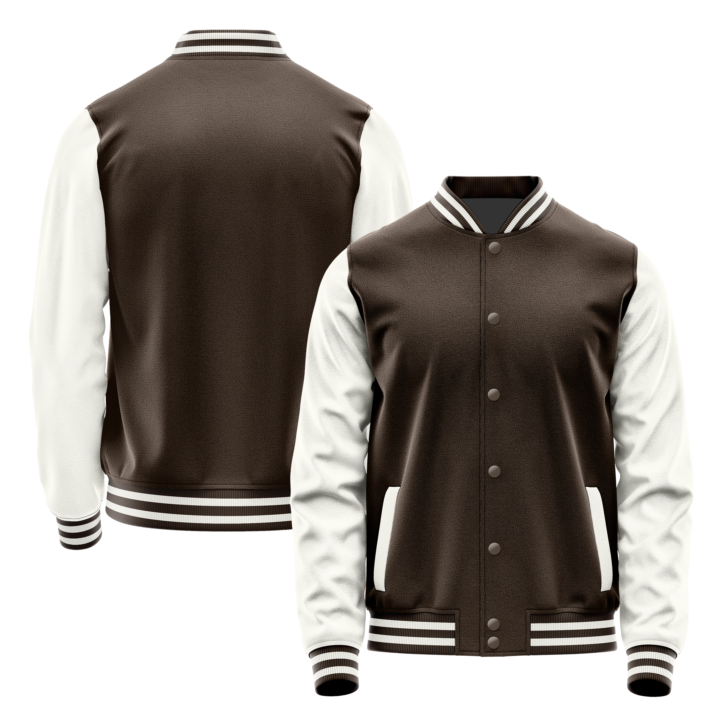 Brown & White Leather Varsity Jacket JG01180118