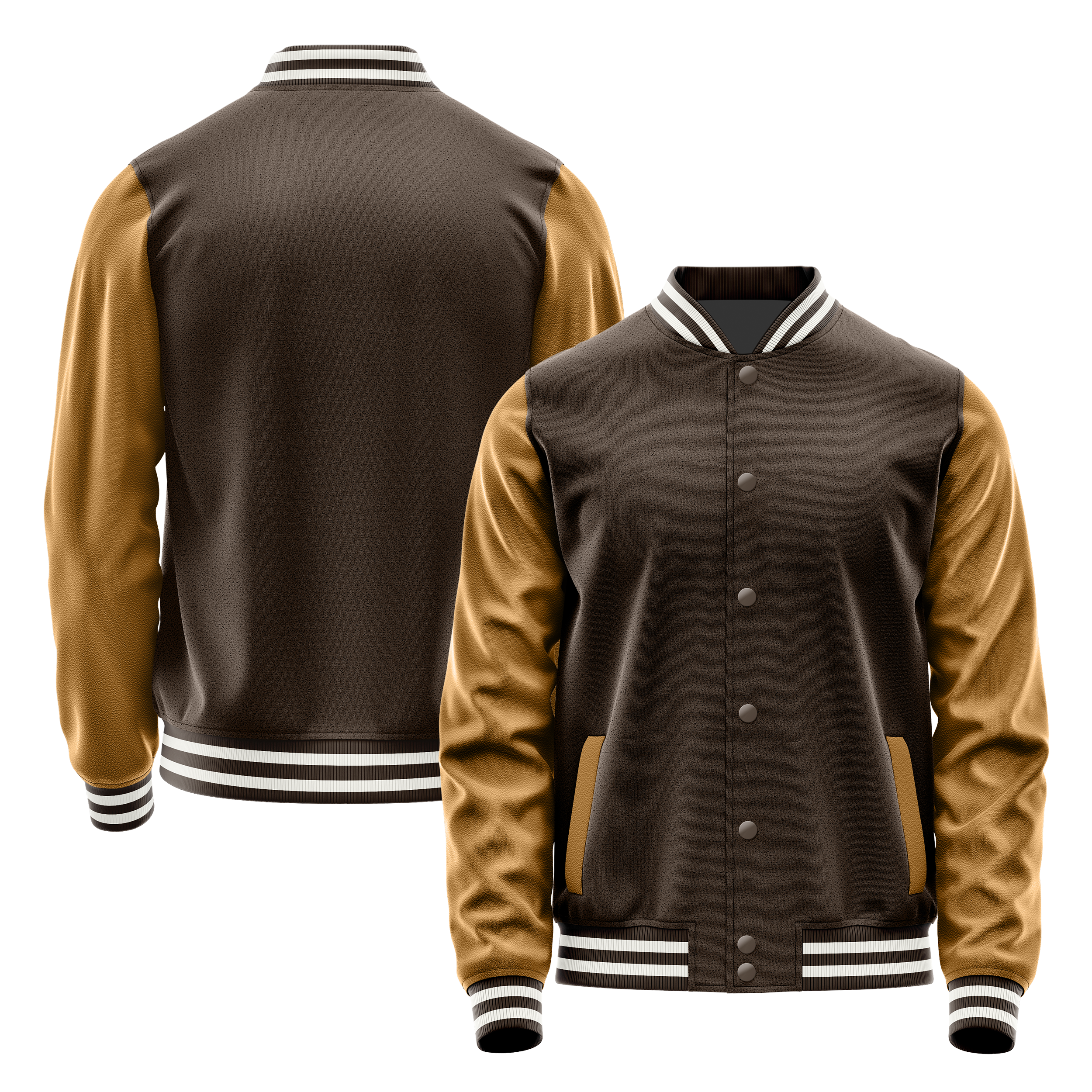 Brown & Khaki Leather Varsity Jacket JG01220118