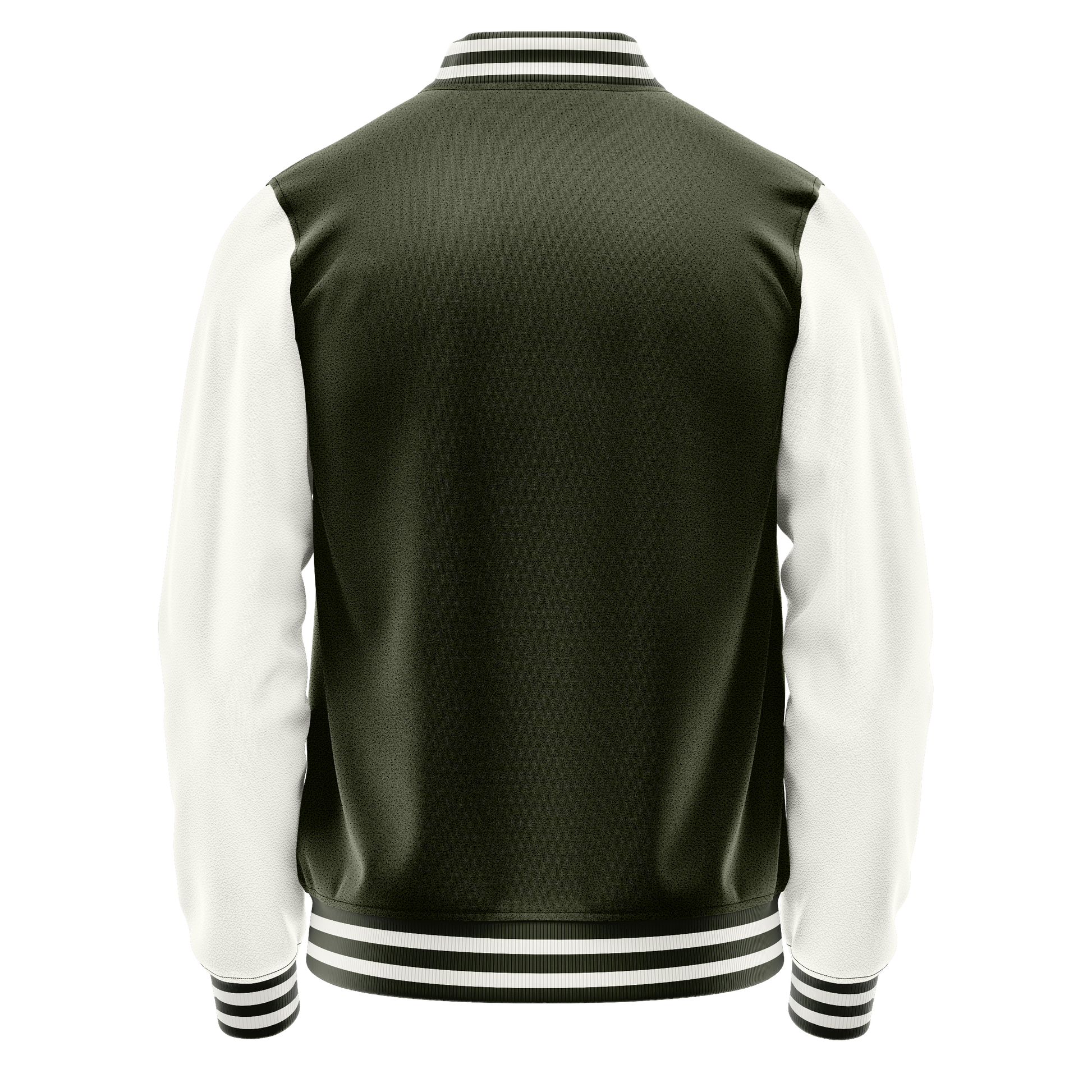 Olive & White Leather Varsity Jacket JG02180218