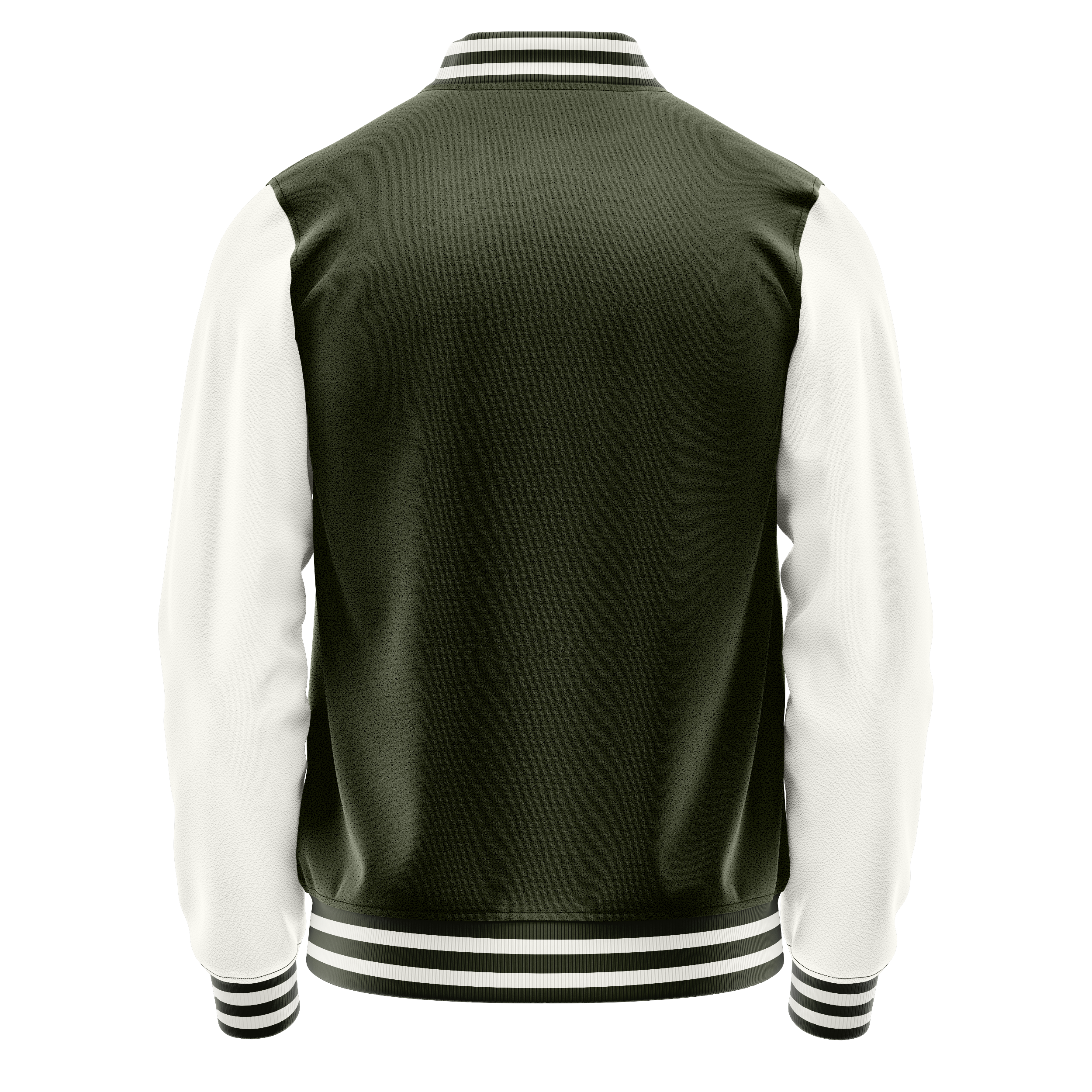 Olive & White Leather Varsity Jacket JG02180218