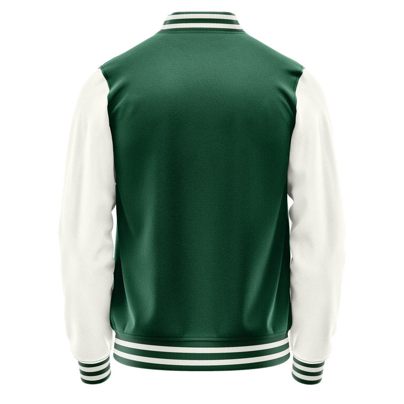 Green & White Leather Varsity Jacket JG05180518