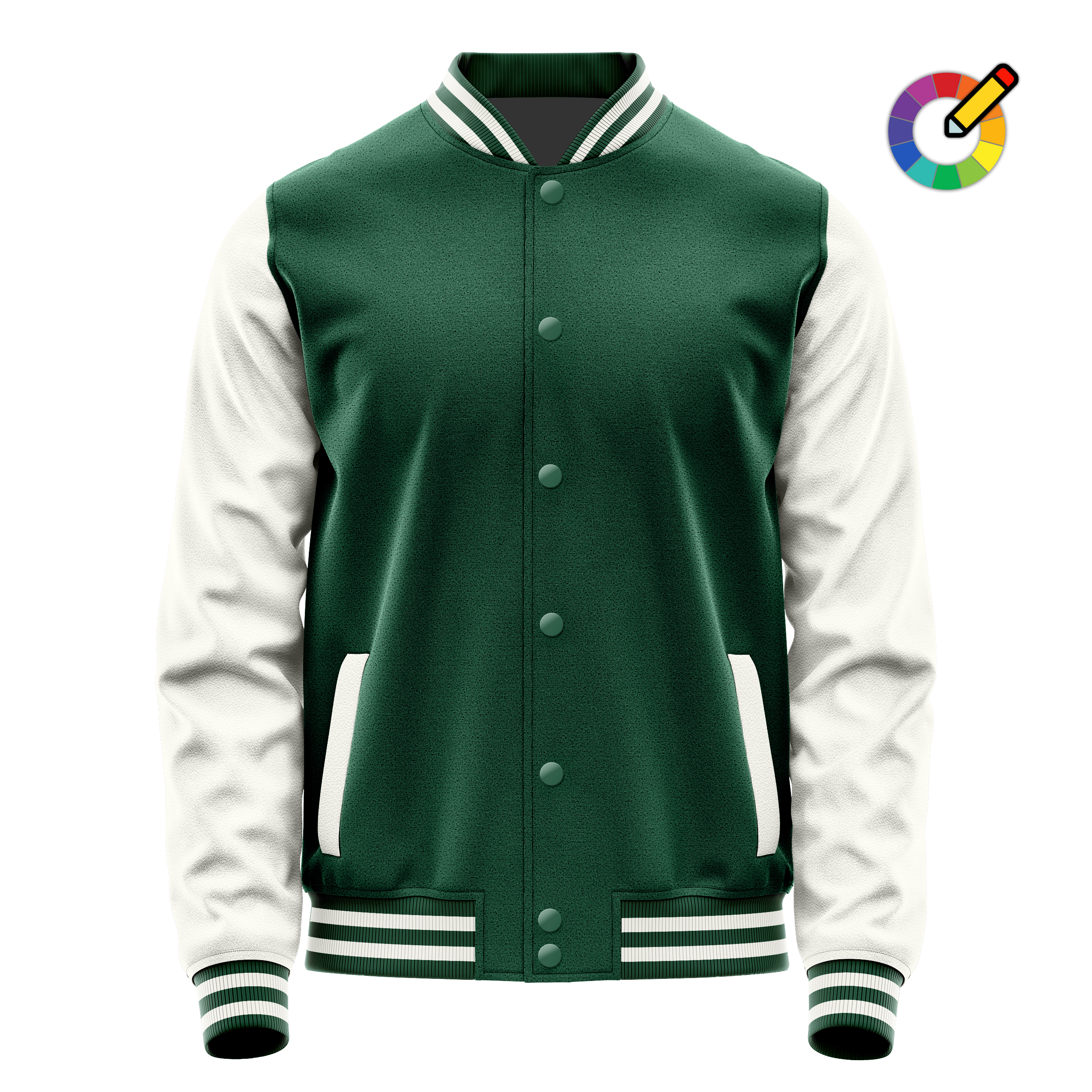 Green & White Leather Varsity Jacket JG05180518