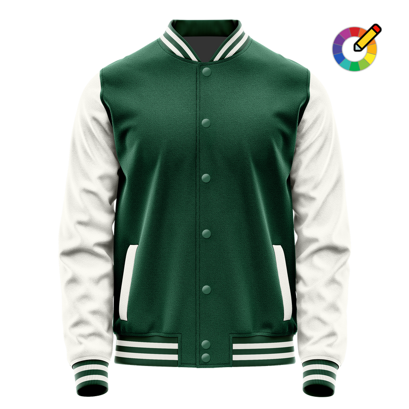 Green & White Leather Varsity Jacket JG05180518