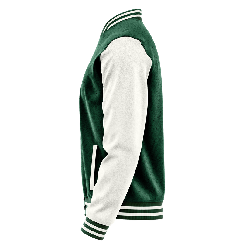 Green & White Leather Varsity Jacket JG05180518