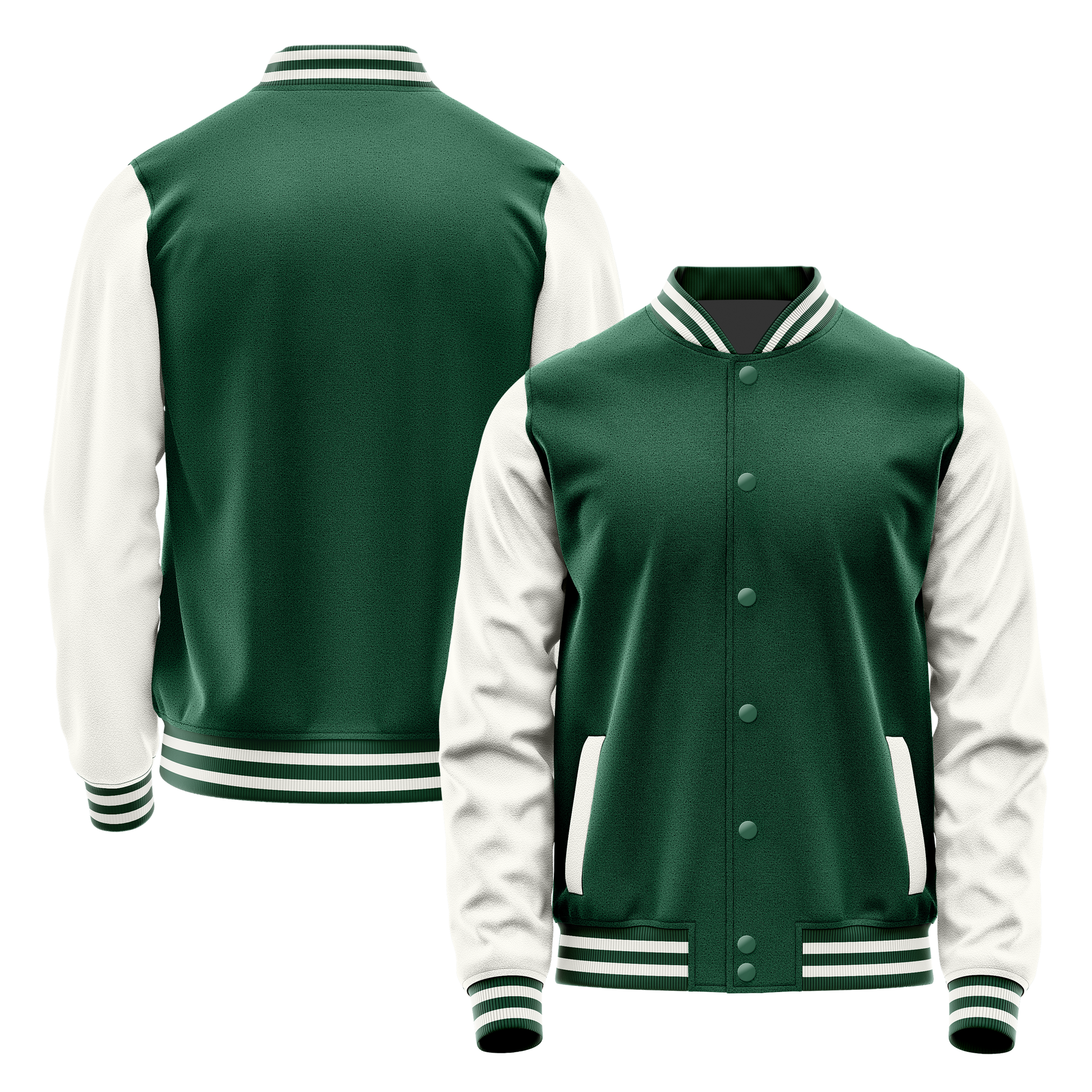 Green & White Leather Varsity Jacket JG05180518