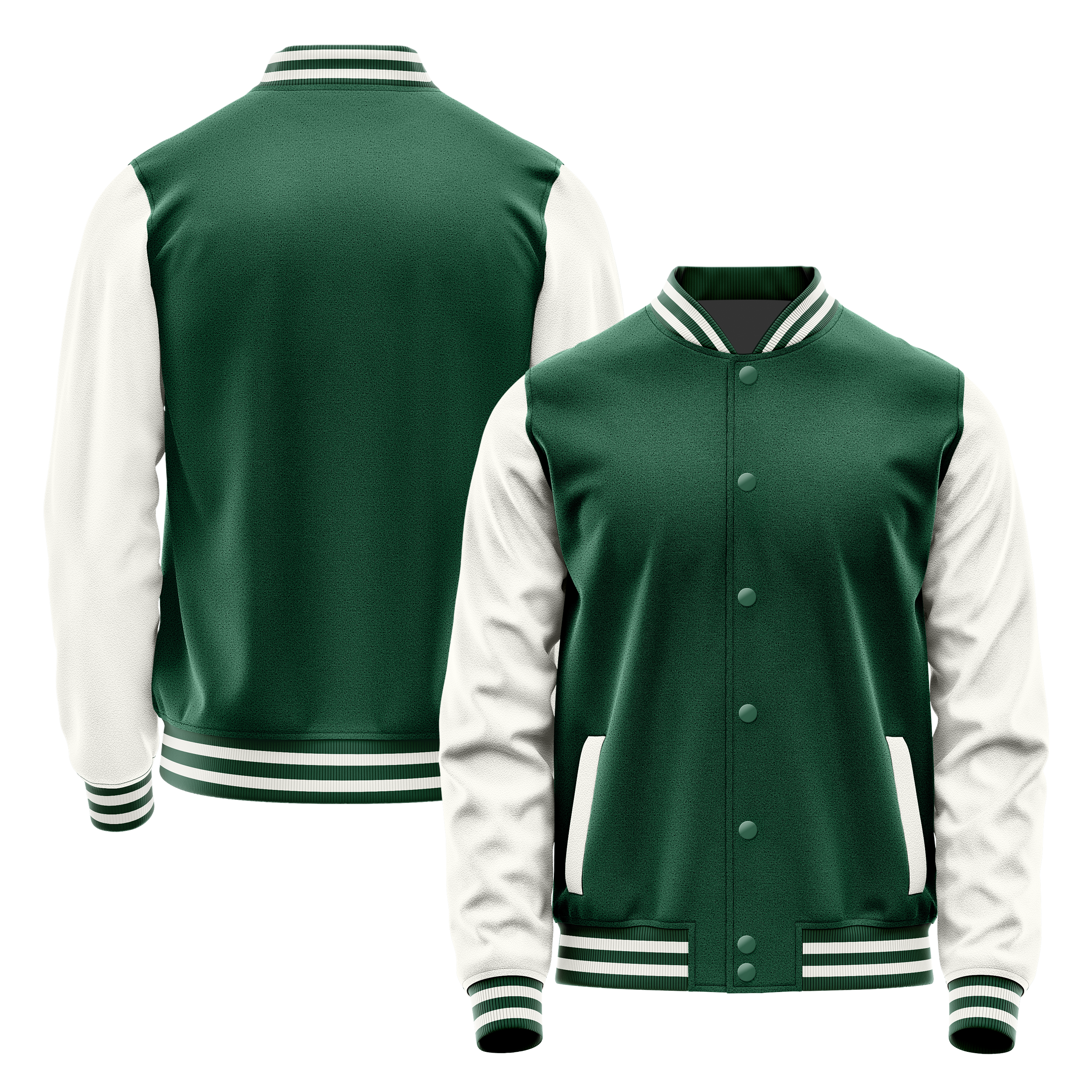 Green & White Leather Varsity Jacket JG05180518