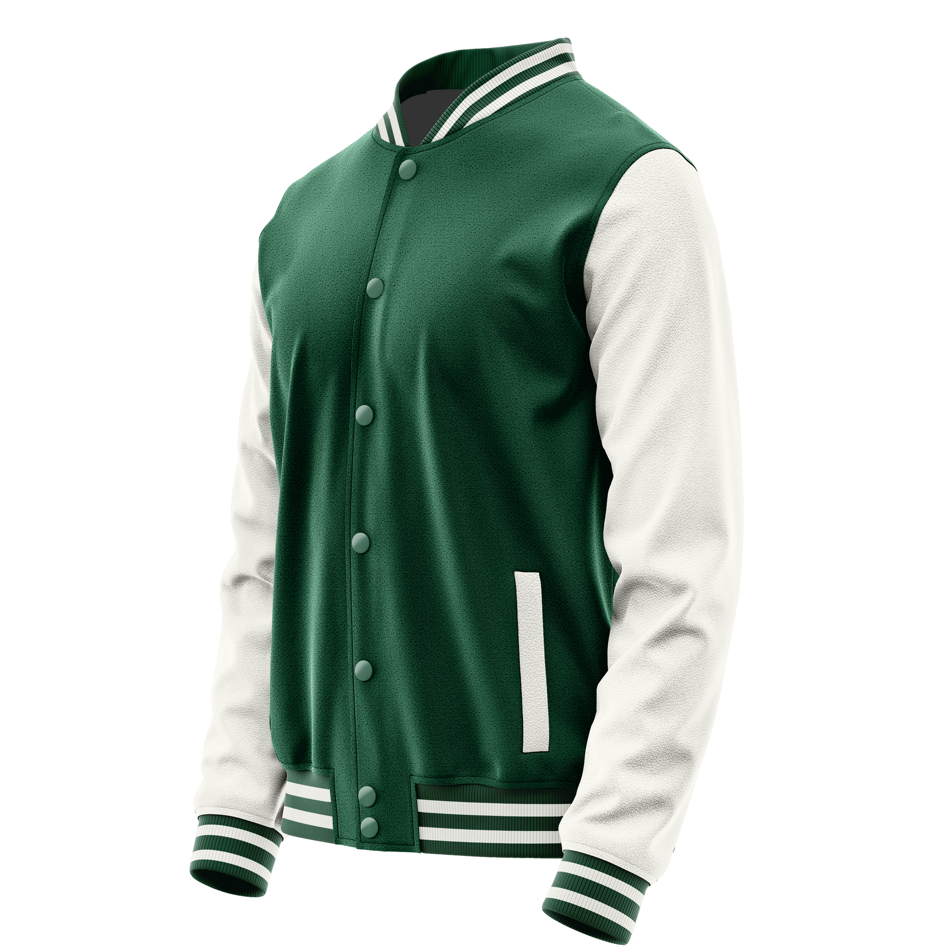 Green & White Leather Varsity Jacket JG05180518