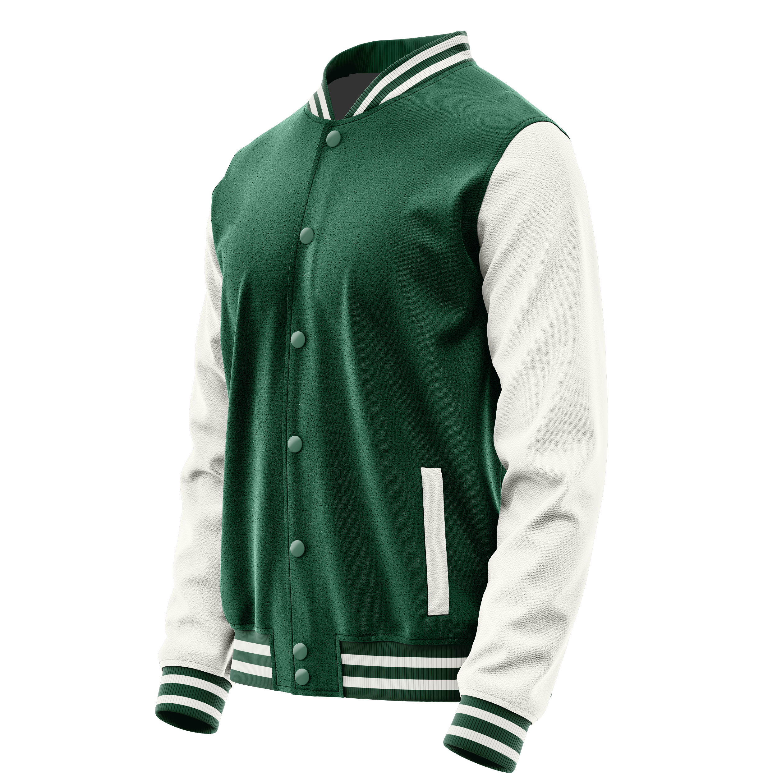 Green & White Leather Varsity Jacket JG05180518