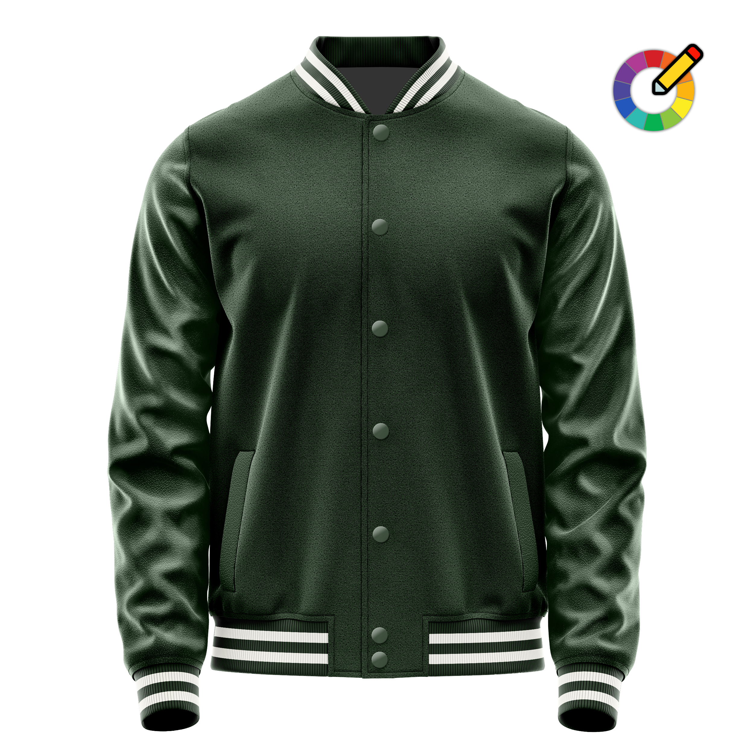 Dark Green & Dark Green Leather Varsity Jacket JG06060618