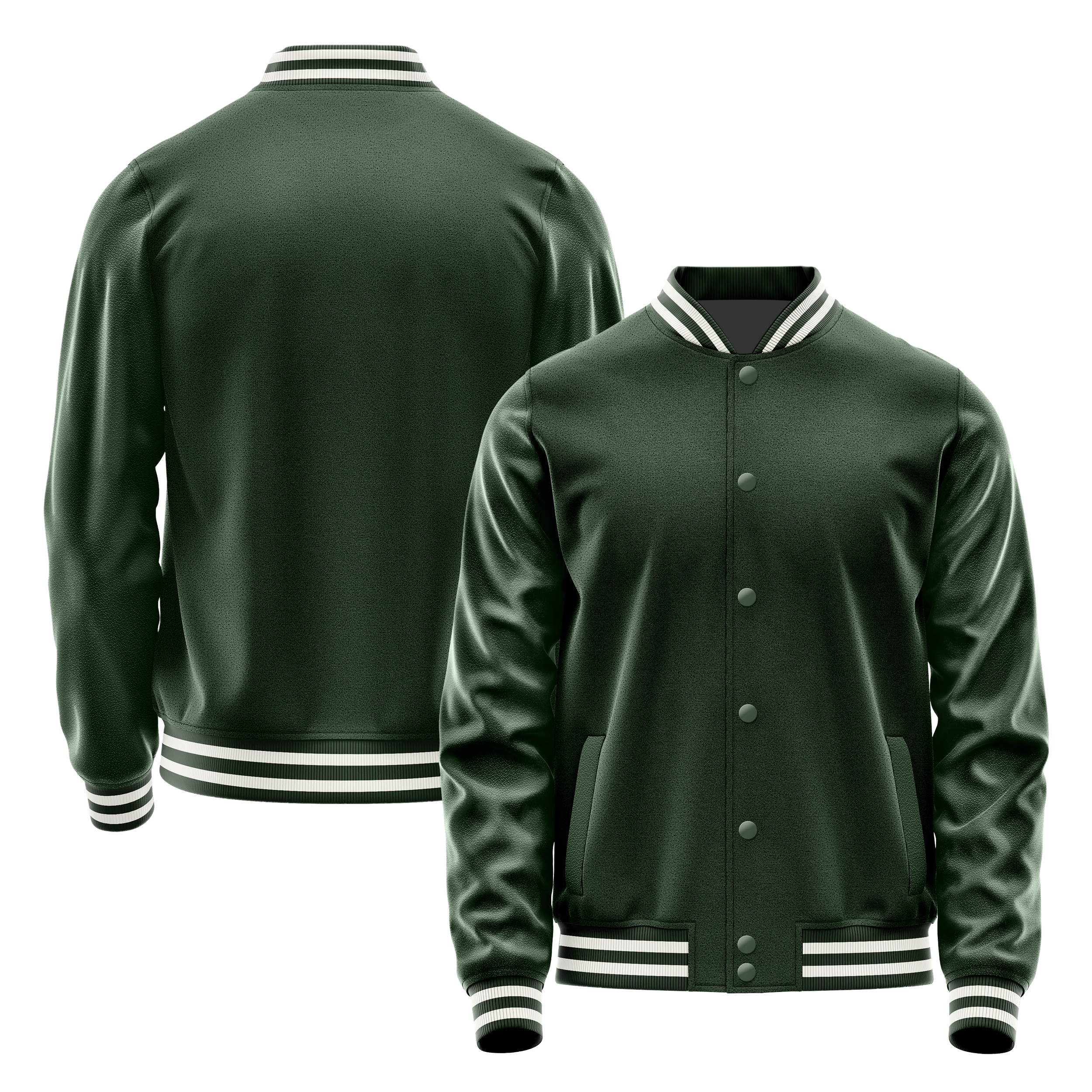 Dark Green & Dark Green Leather Varsity Jacket JG06060618