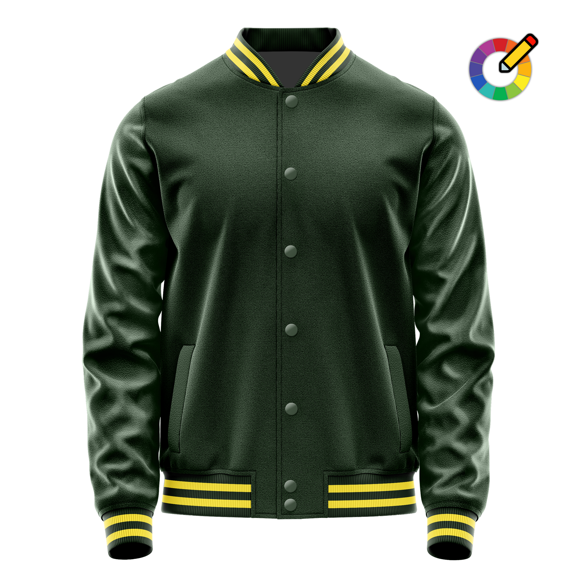 Dark Green & Dark Green Leather Varsity Jacket JG06060626