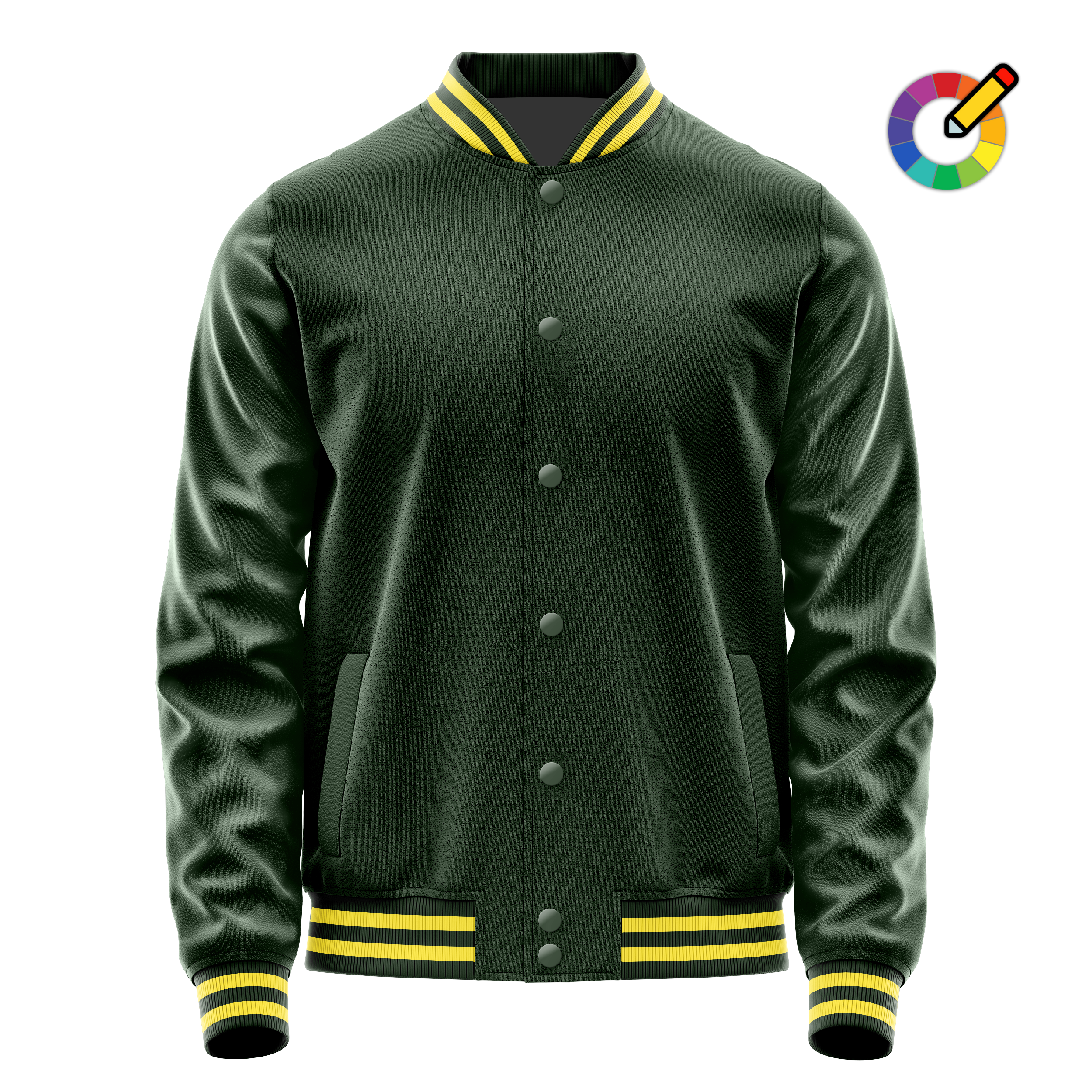 Dark Green & Dark Green Leather Varsity Jacket JG06060626