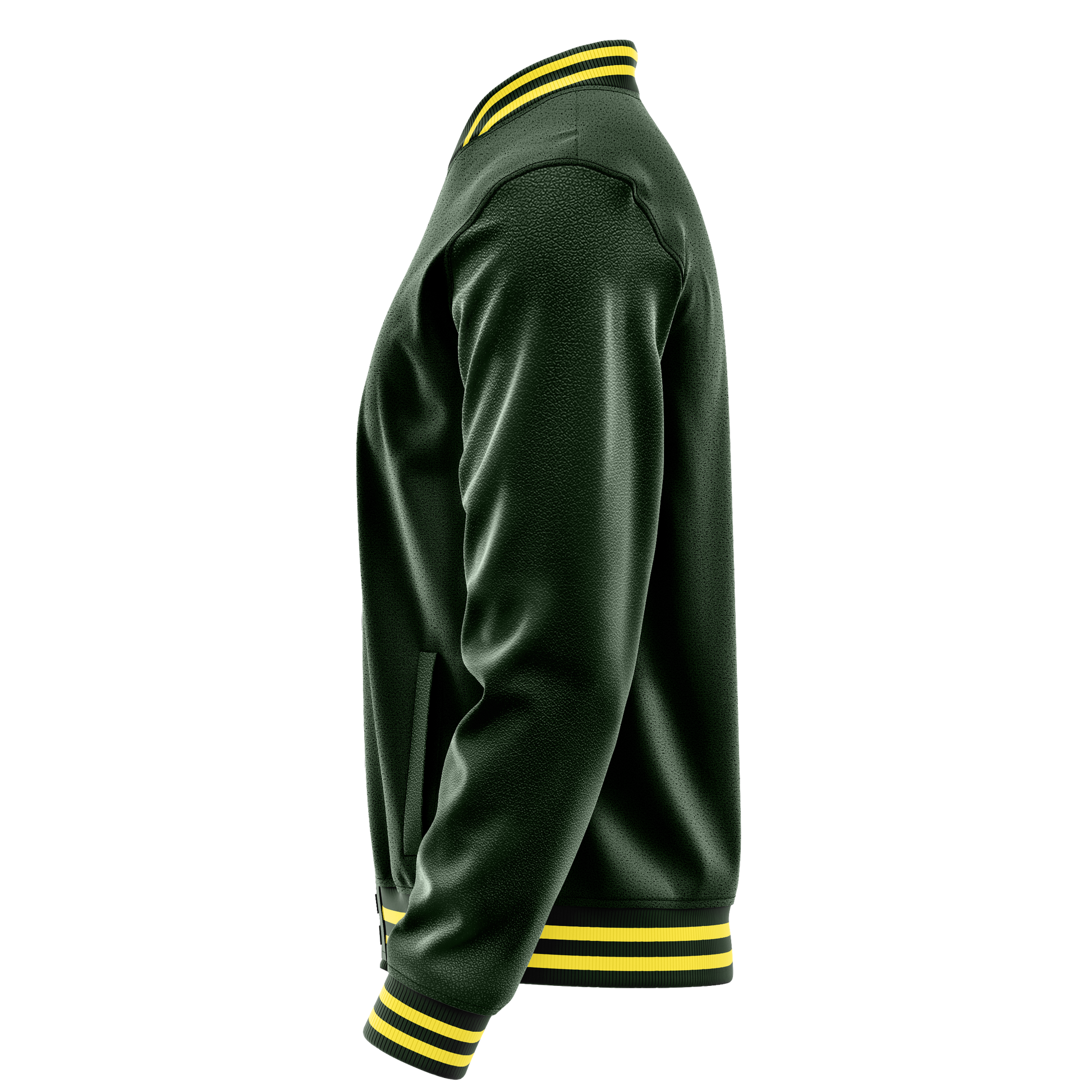 Dark Green & Dark Green Leather Varsity Jacket JG06060626