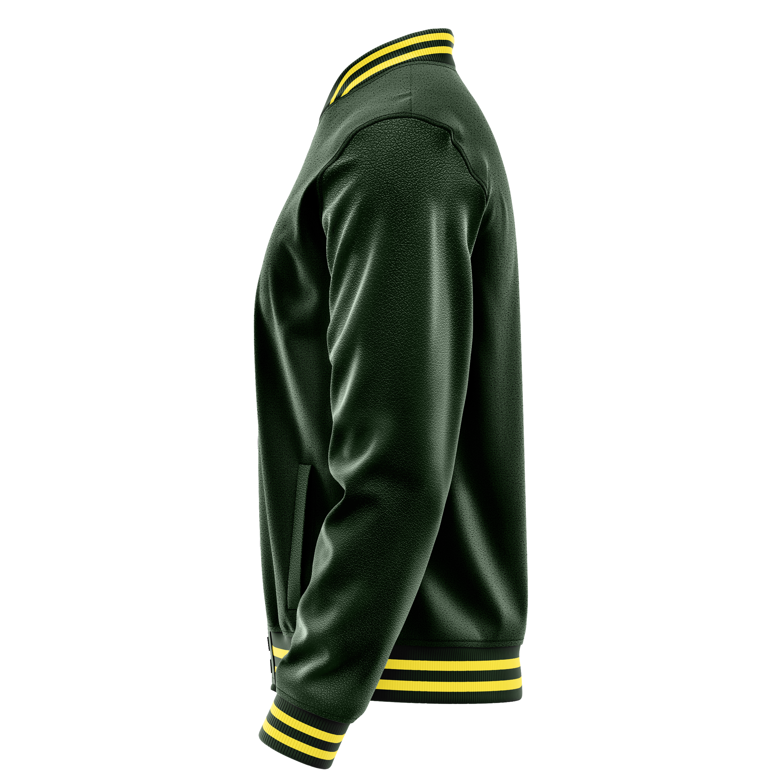 Dark Green & Dark Green Leather Varsity Jacket JG06060626