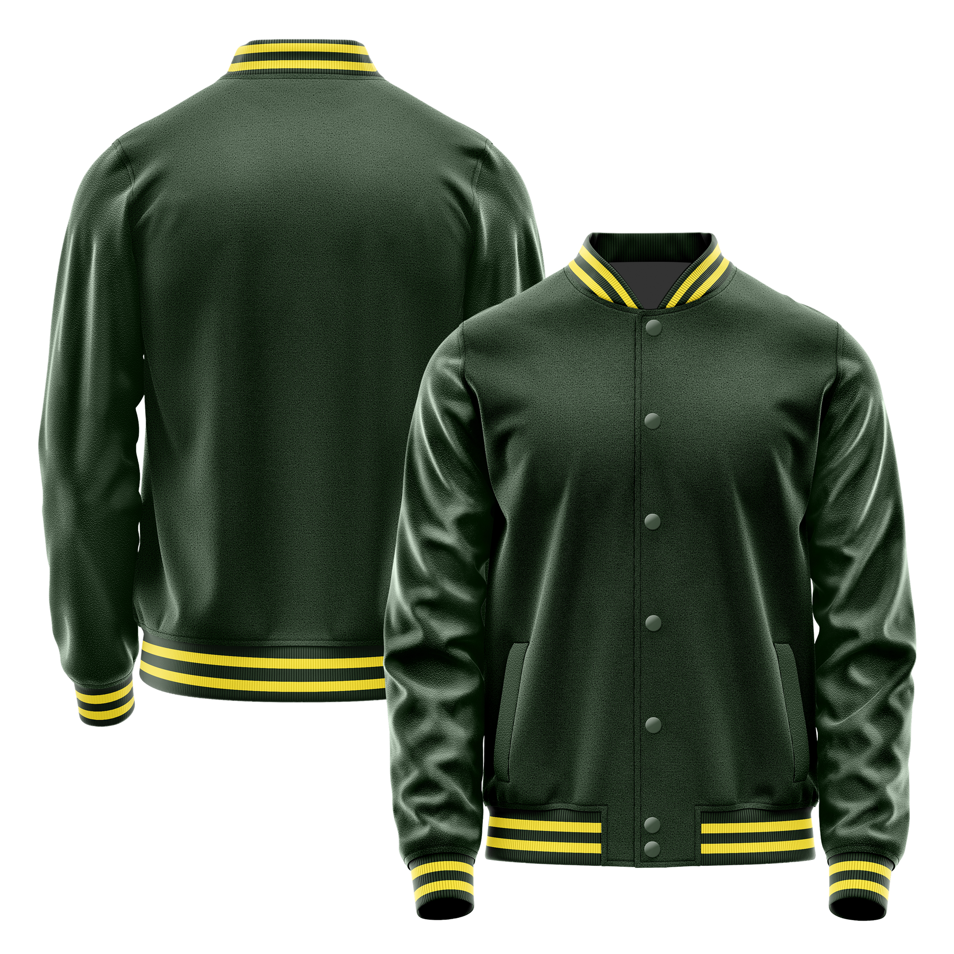 Dark Green & Dark Green Leather Varsity Jacket JG06060626