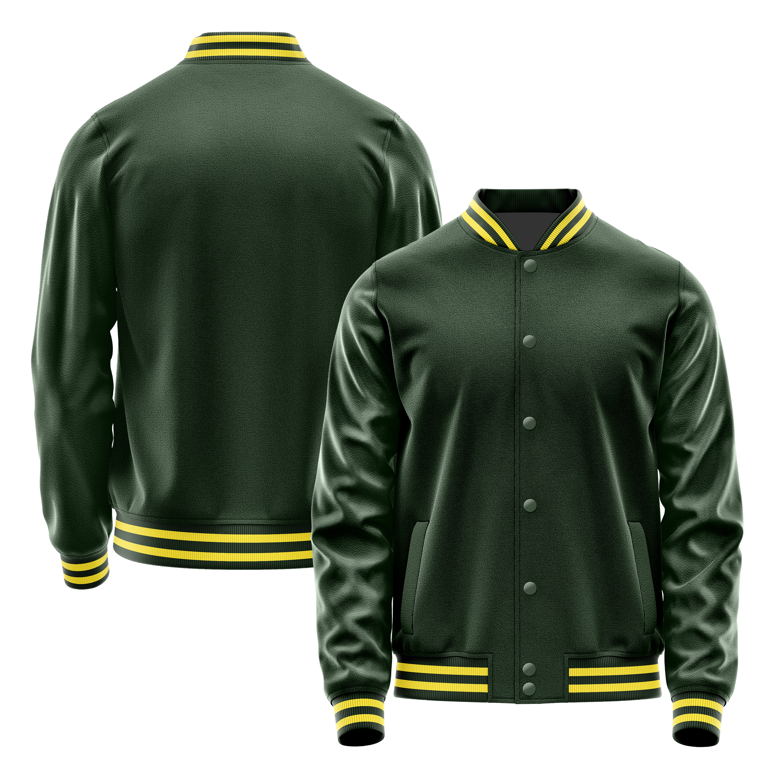 Dark Green & Dark Green Leather Varsity Jacket JG06060626