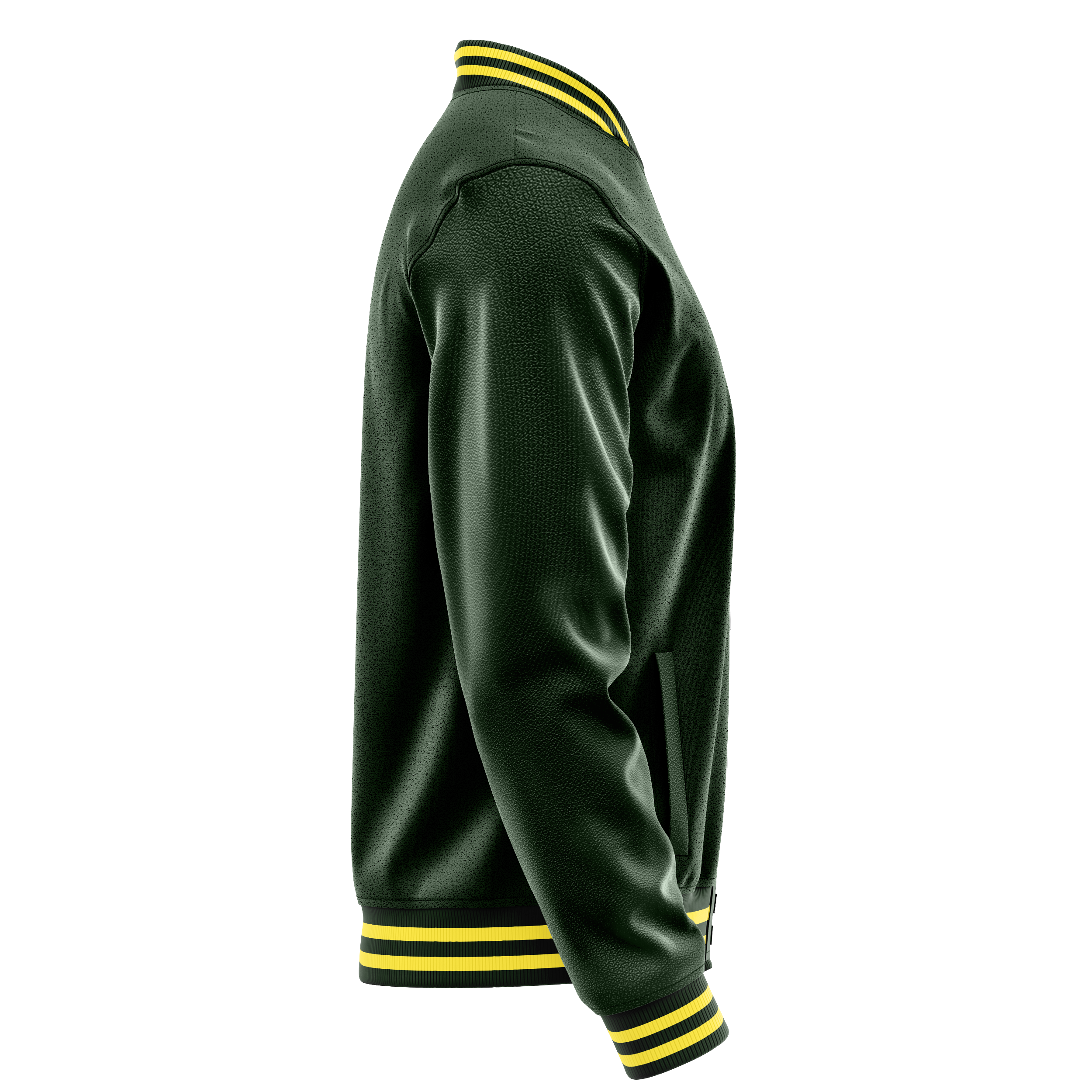 Dark Green & Dark Green Leather Varsity Jacket JG06060626