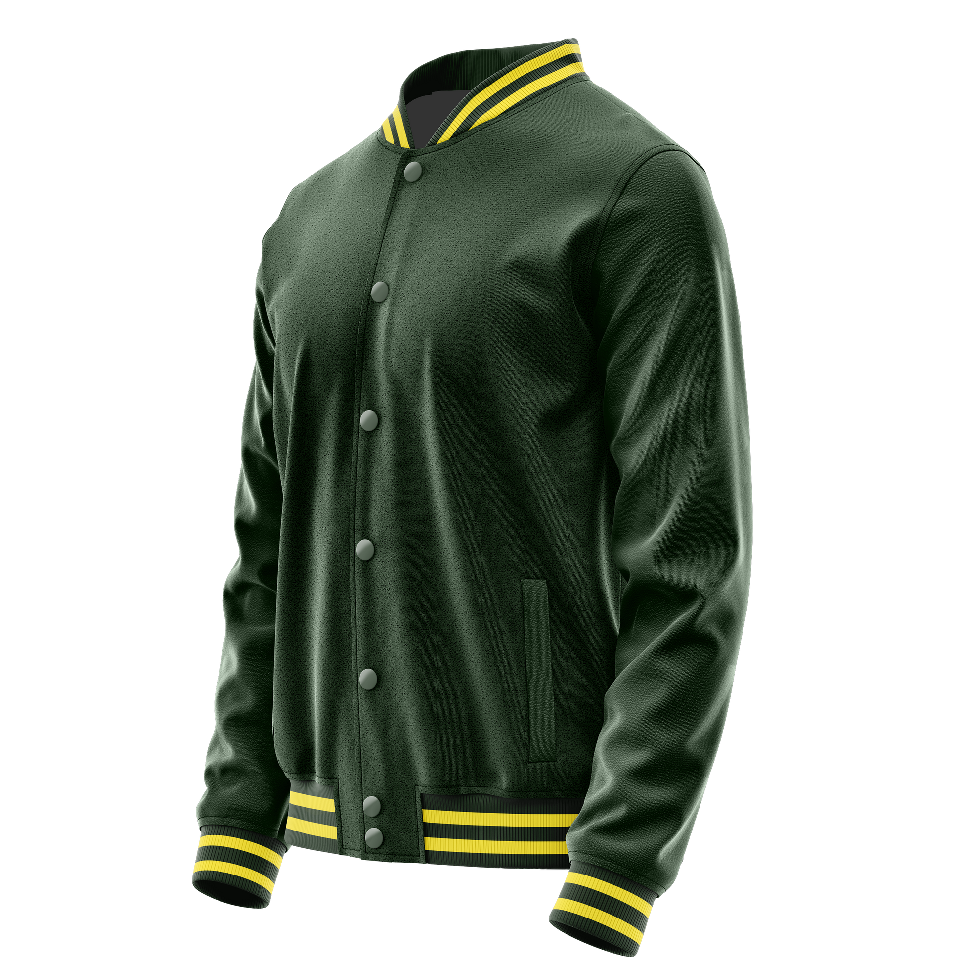 Dark Green & Dark Green Leather Varsity Jacket JG06060626