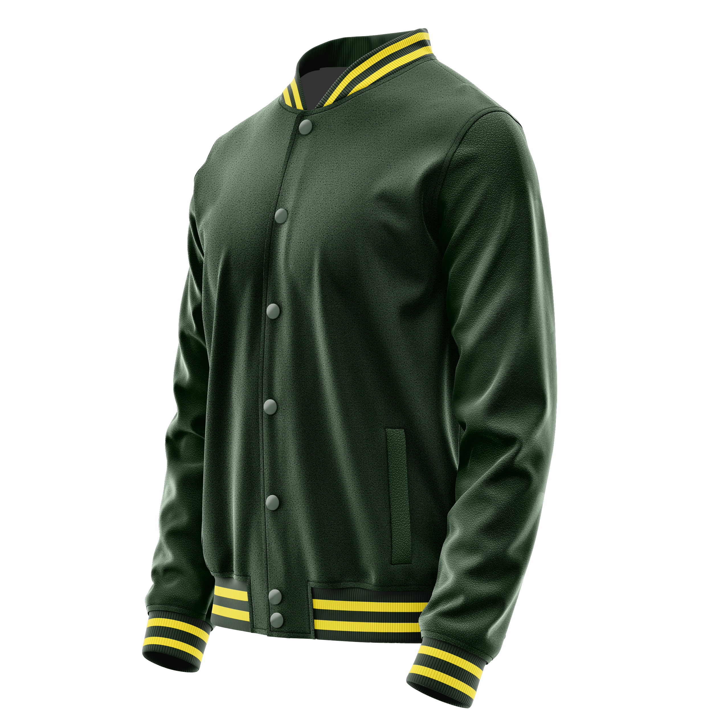 Dark Green & Dark Green Leather Varsity Jacket JG06060626