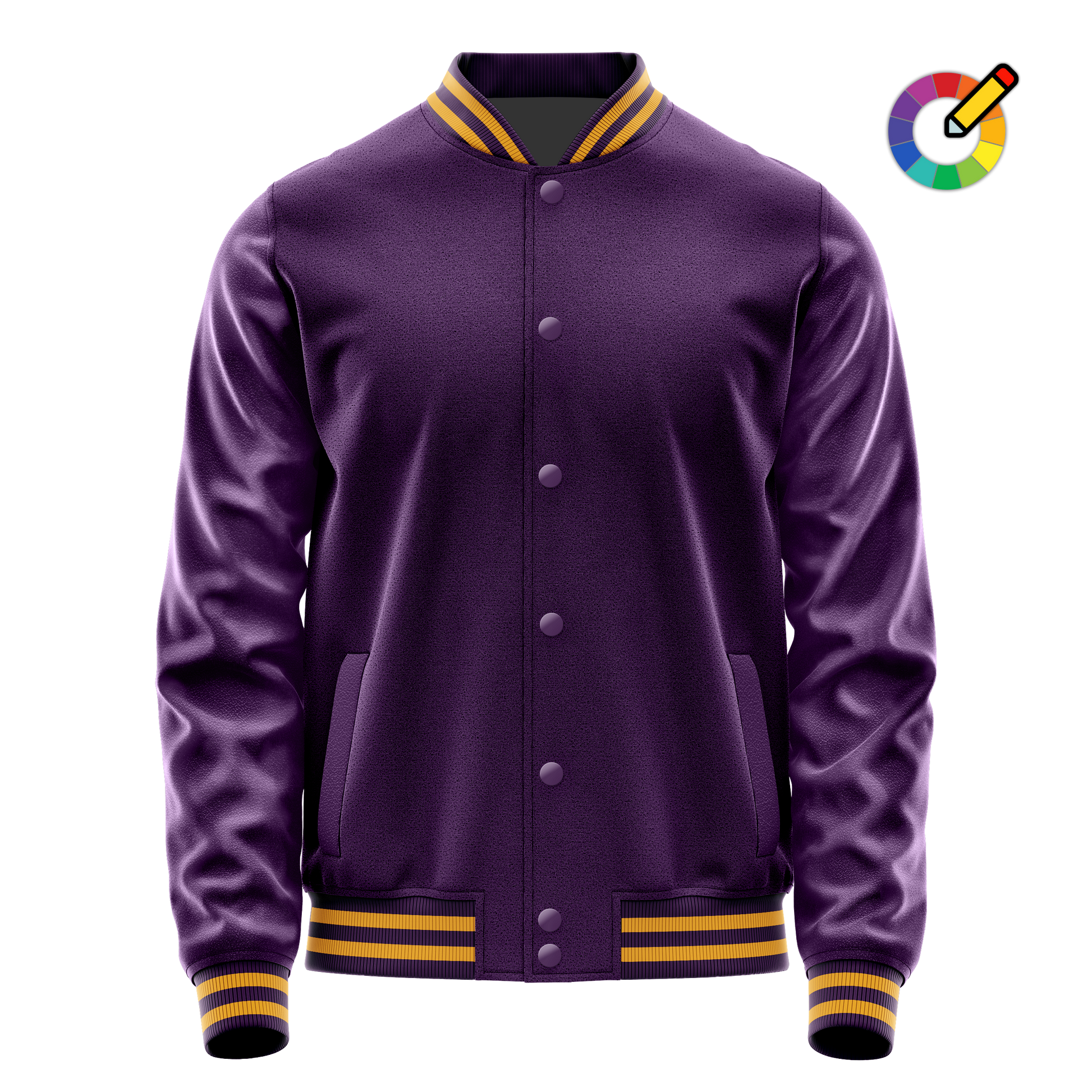 Purple & Purple Leather Varsity Jacket JG07070719