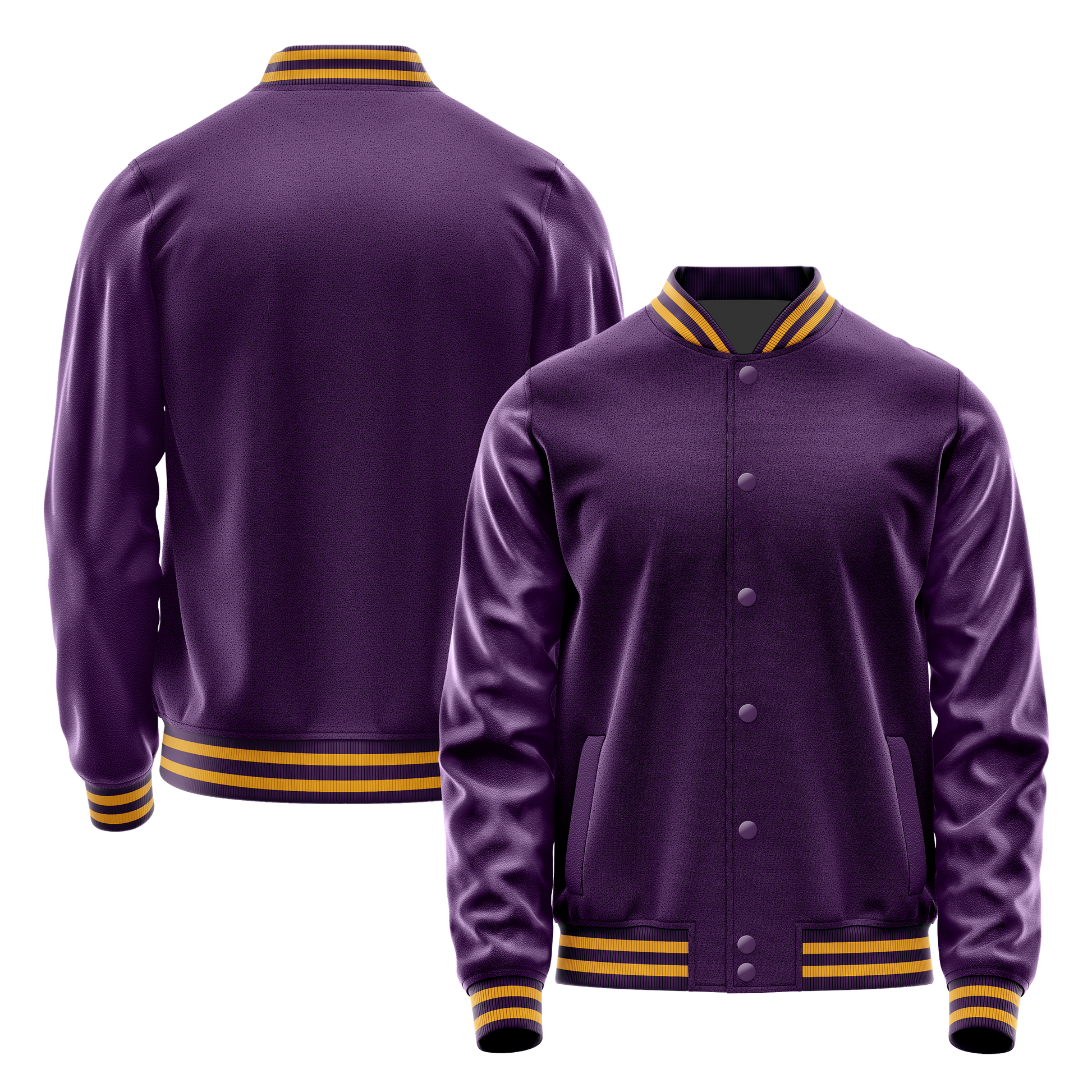 Purple & Purple Leather Varsity Jacket JG07070719