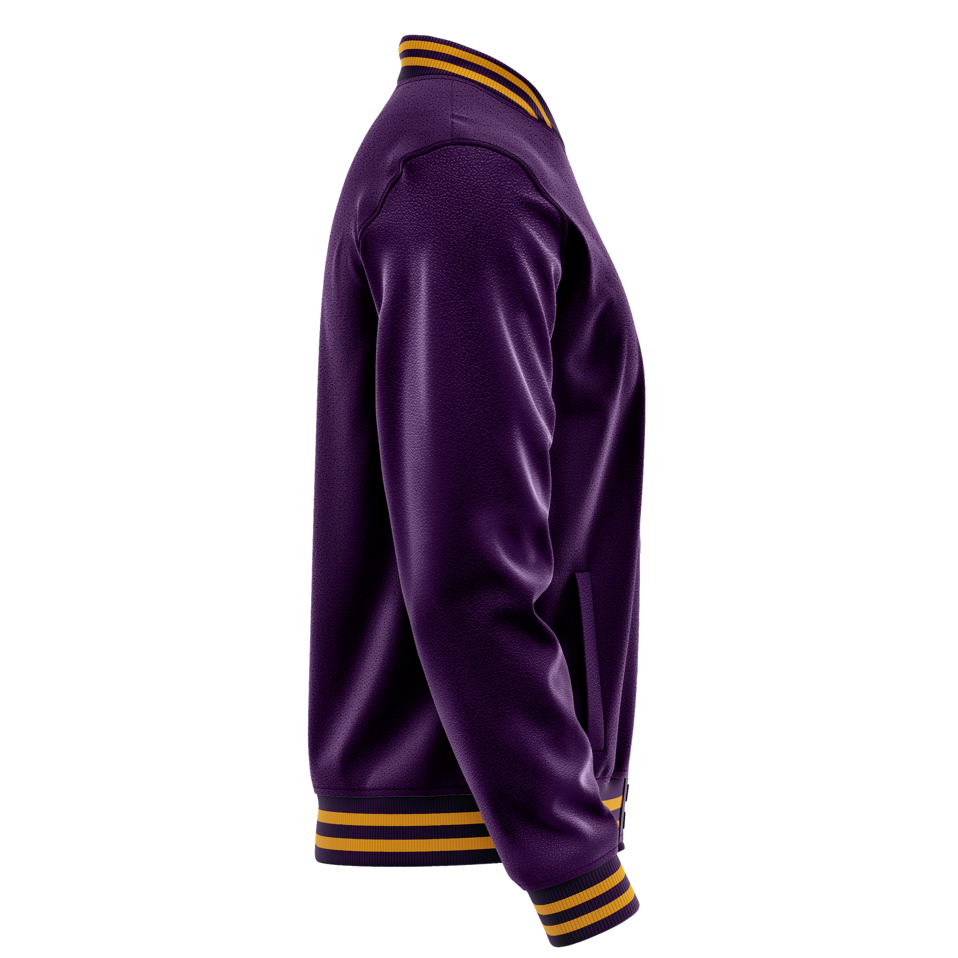 Purple & Purple Leather Varsity Jacket JG07070719