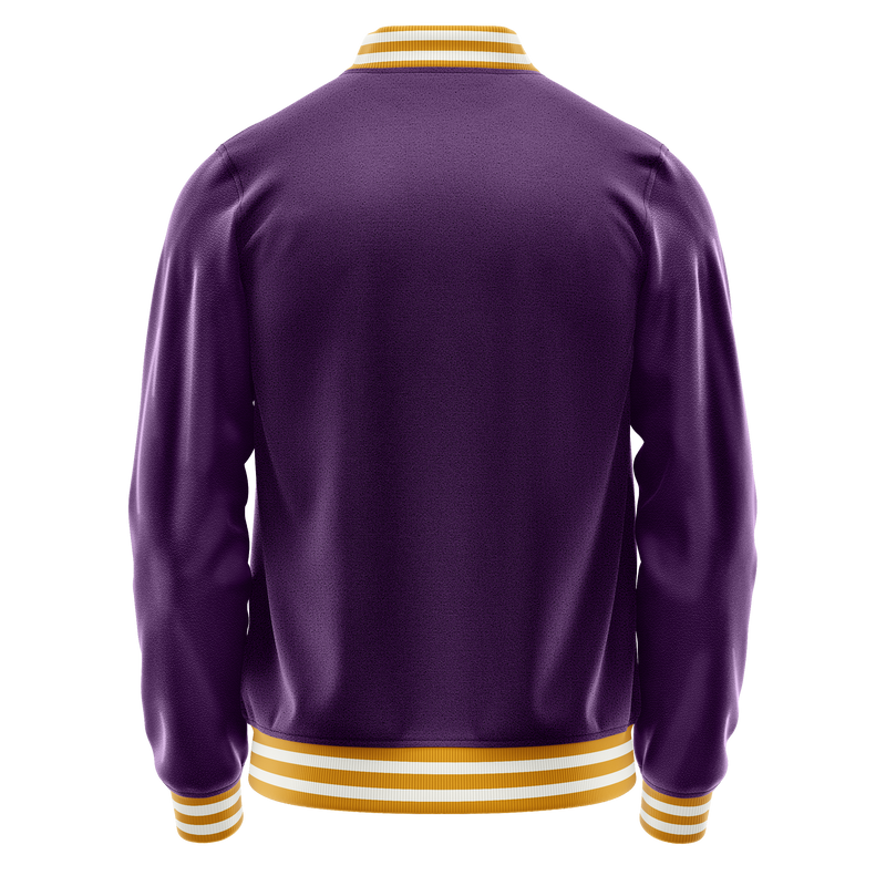 Purple & Purple Leather Varsity Jacket JG07071918