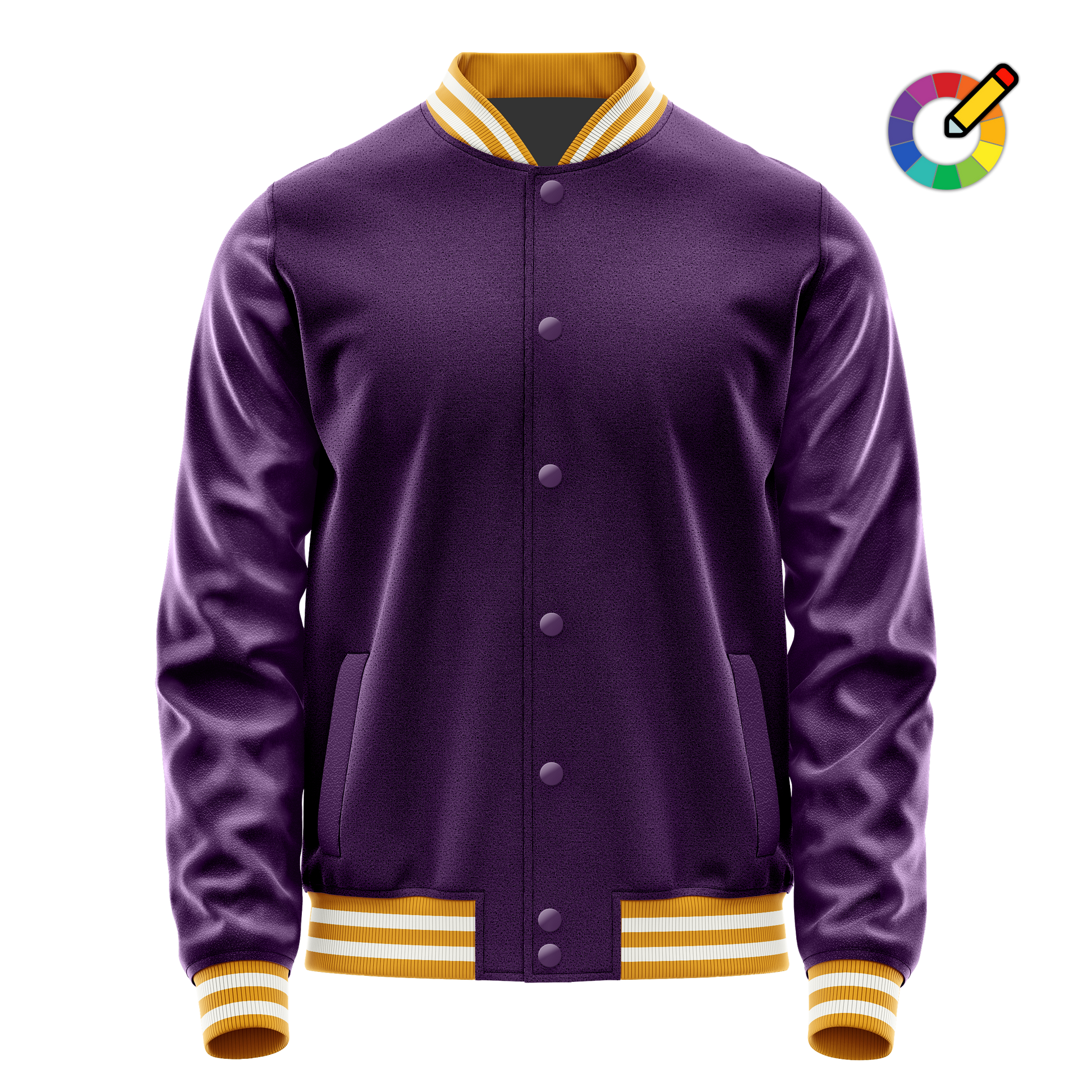 Purple & Purple Leather Varsity Jacket JG07071918