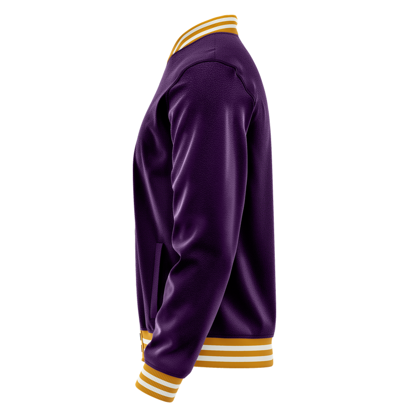 Purple & Purple Leather Varsity Jacket JG07071918