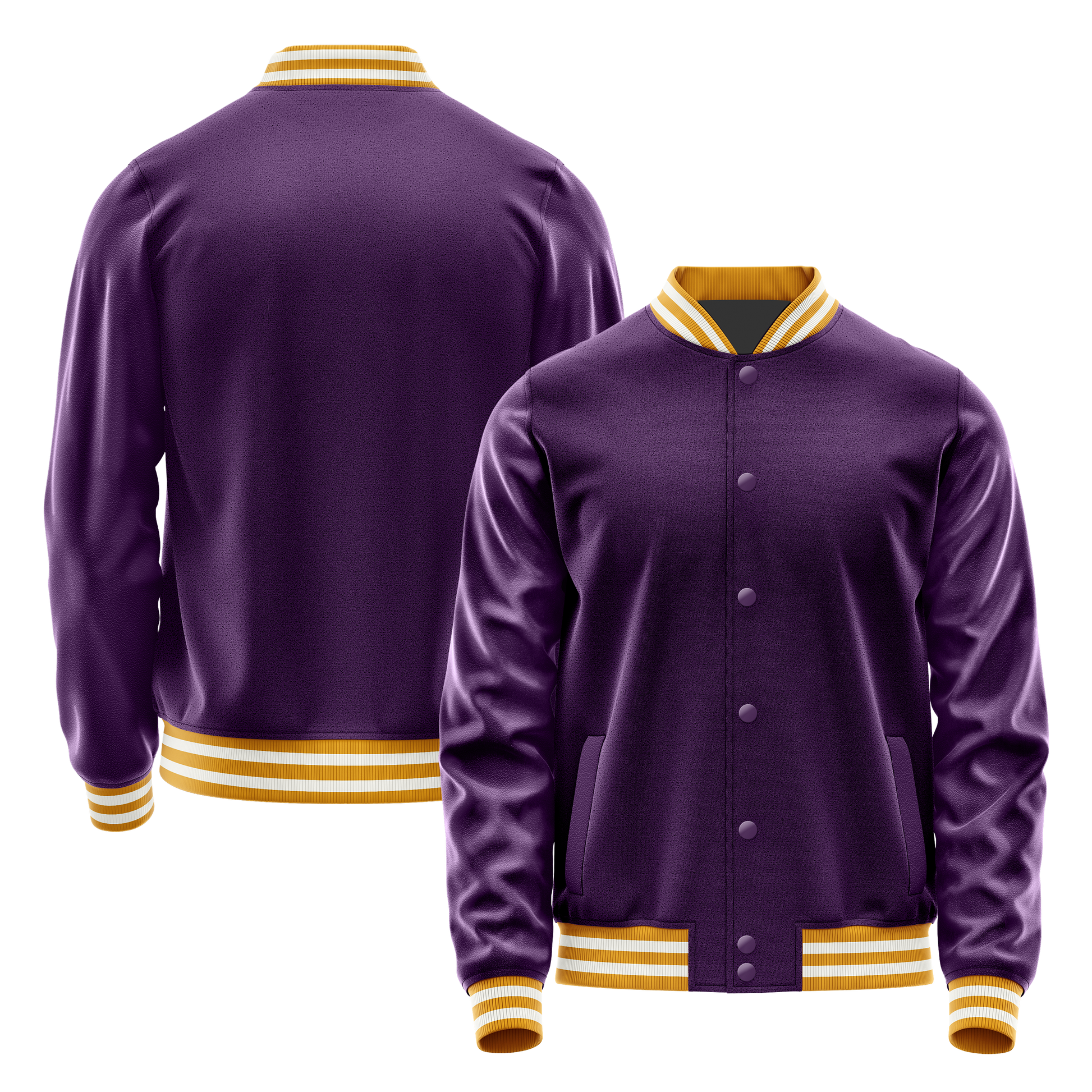 Purple & Purple Leather Varsity Jacket JG07071918