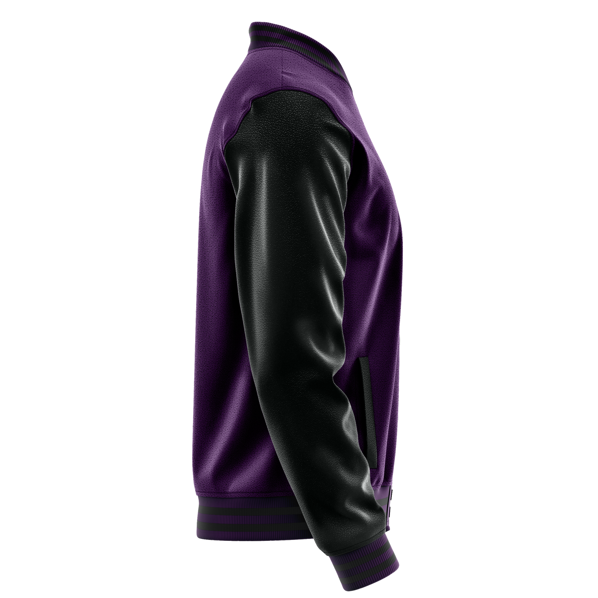 Purple & Black Leather Varsity Jacket JG07170717