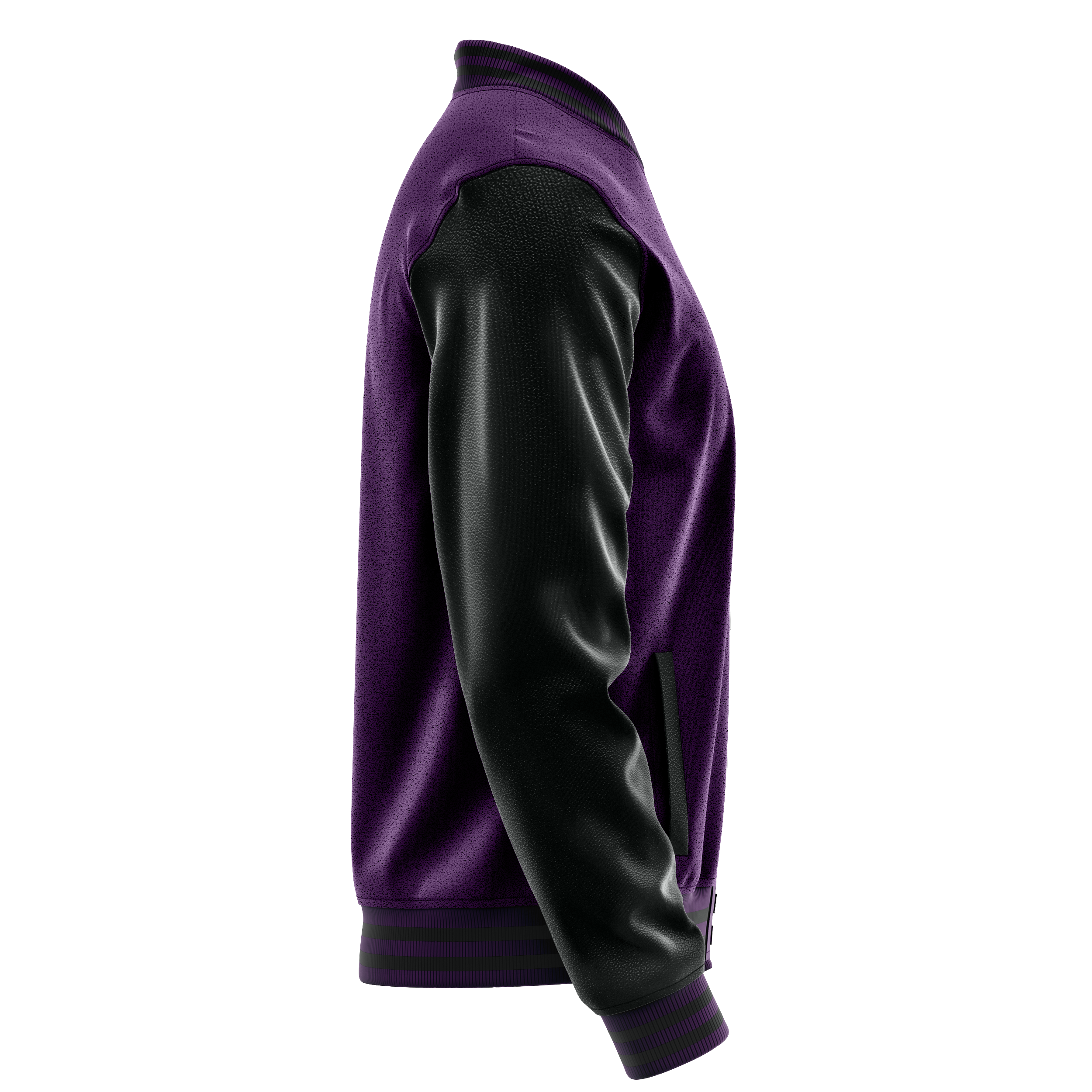 Purple & Black Leather Varsity Jacket JG07170717