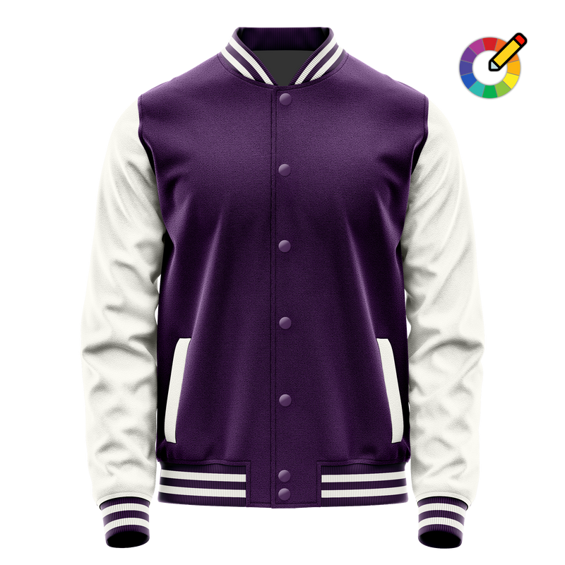 Purple & White Leather Varsity Jacket JG07180718