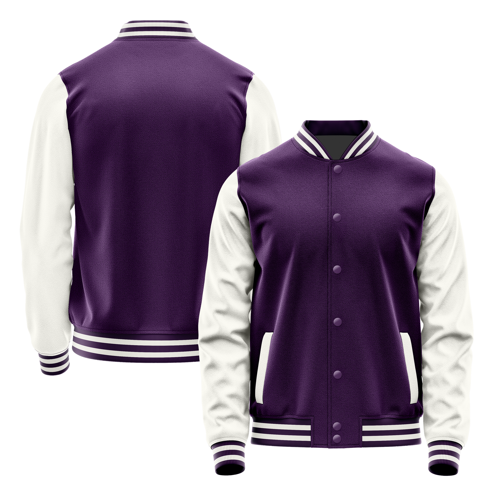 Purple & White Leather Varsity Jacket JG07180718