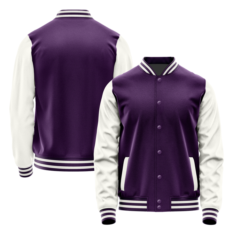 Purple & White Leather Varsity Jacket JG07180718