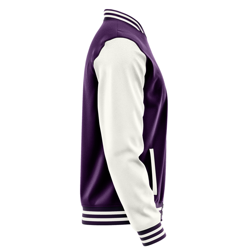 Purple & White Leather Varsity Jacket JG07180718