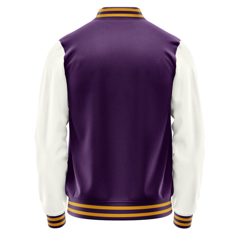 Purple & White Leather Varsity Jacket JG07180719