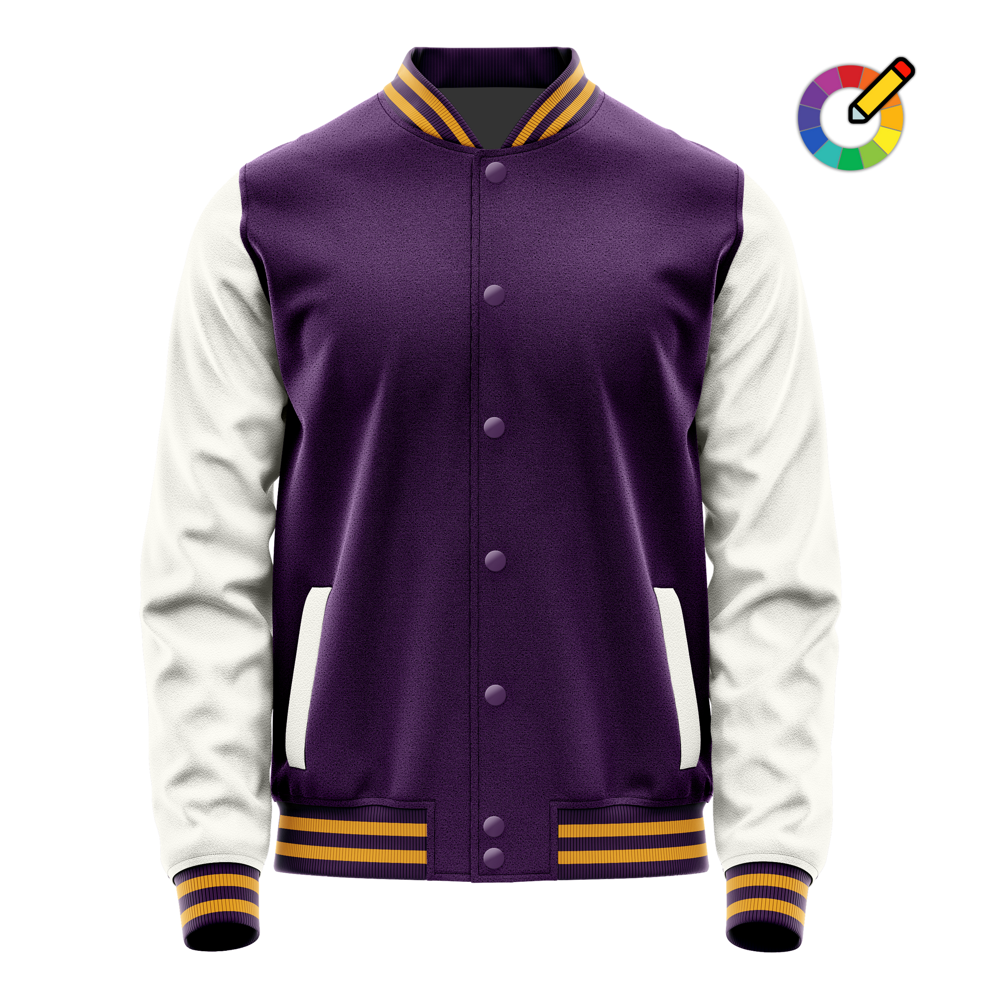 Purple & White Leather Varsity Jacket JG07180719