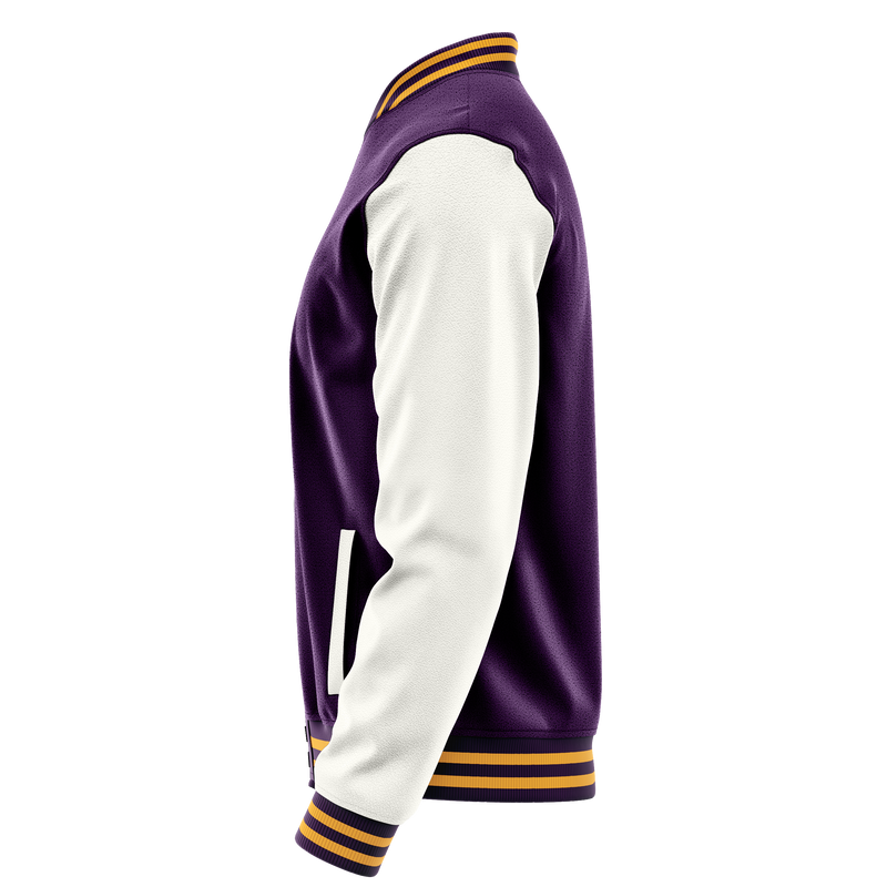 Purple & White Leather Varsity Jacket JG07180719