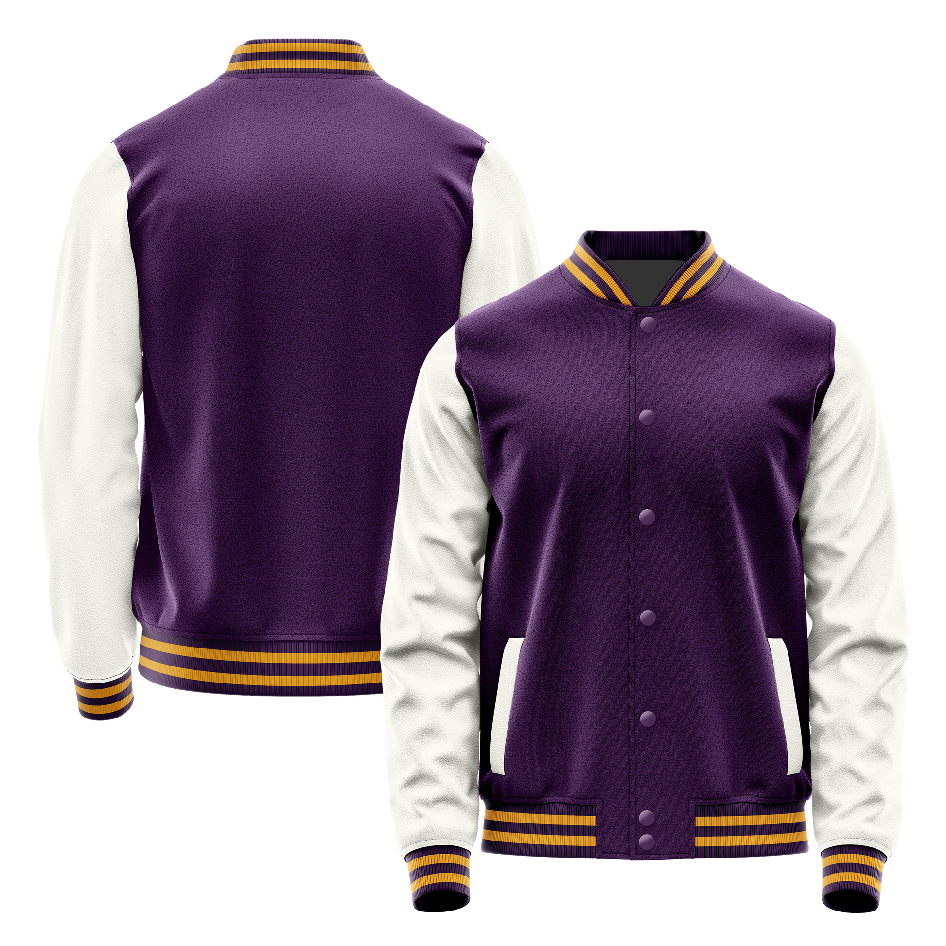 Purple & White Leather Varsity Jacket JG07180719