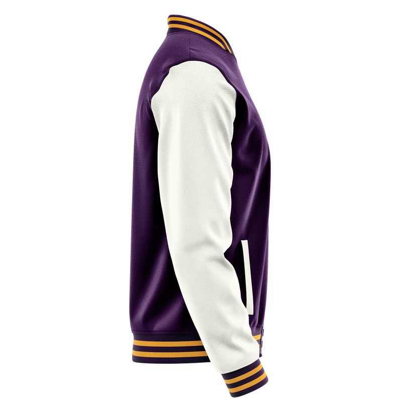 Purple & White Leather Varsity Jacket JG07180719