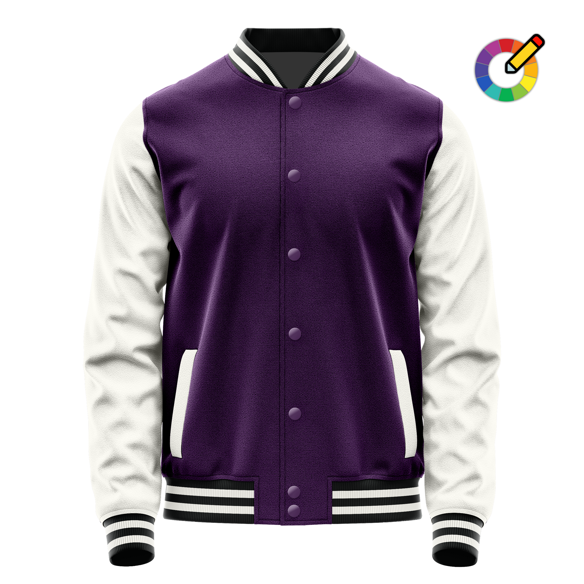 Purple & White Leather Varsity Jacket JG07181718