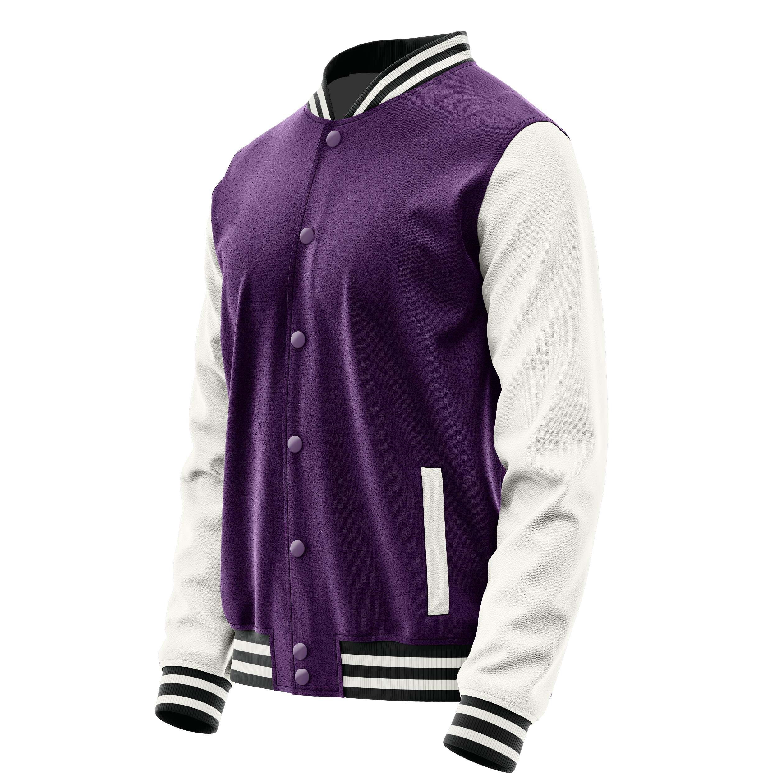 Purple & White Leather Varsity Jacket JG07181718