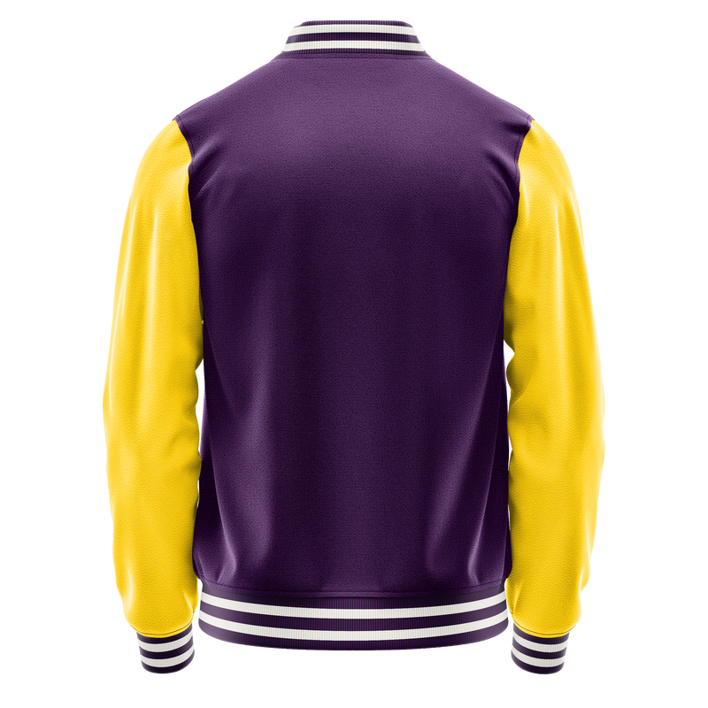 Purple & Gold Leather Varsity Jacket JG07300718