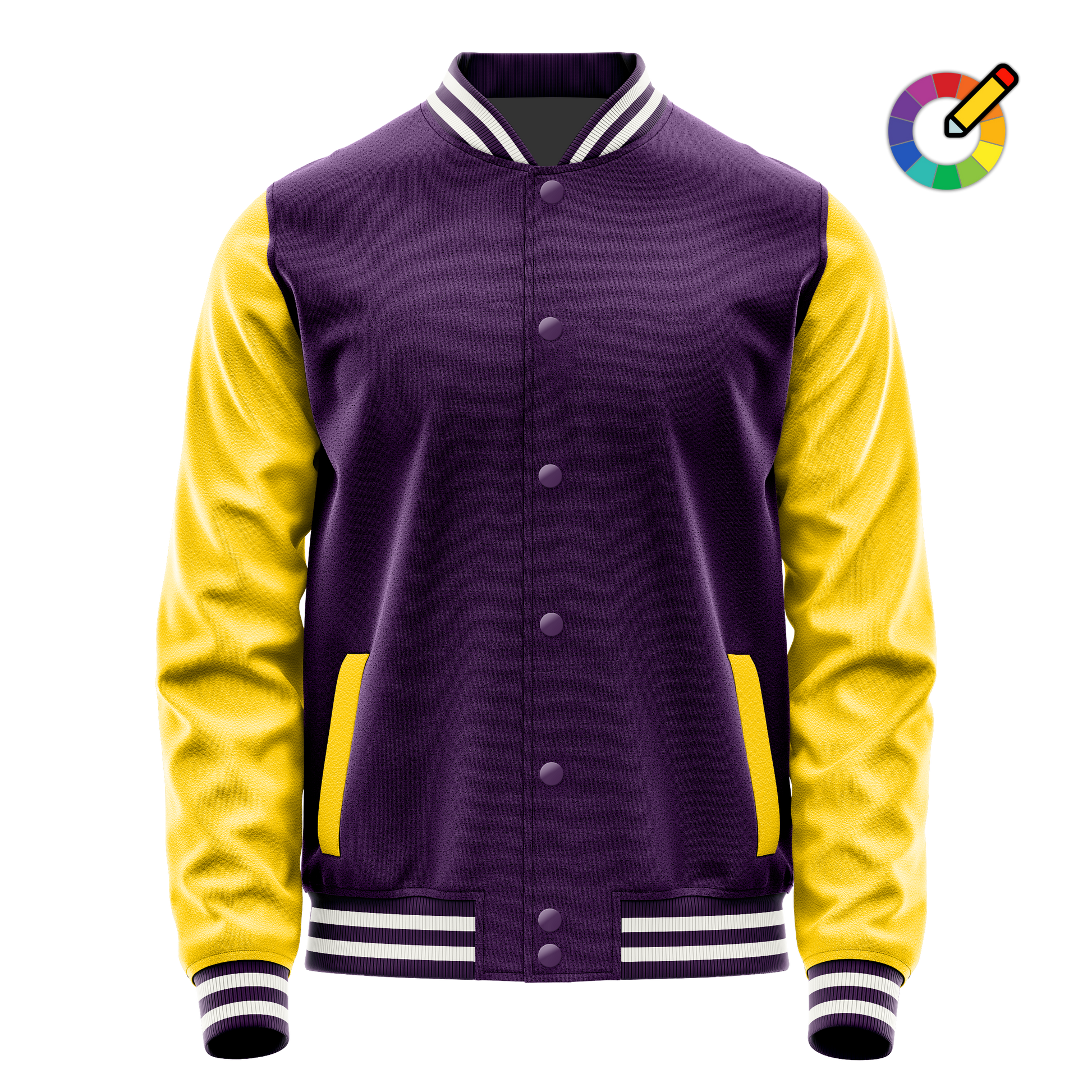 Purple & Gold Leather Varsity Jacket JG07300718