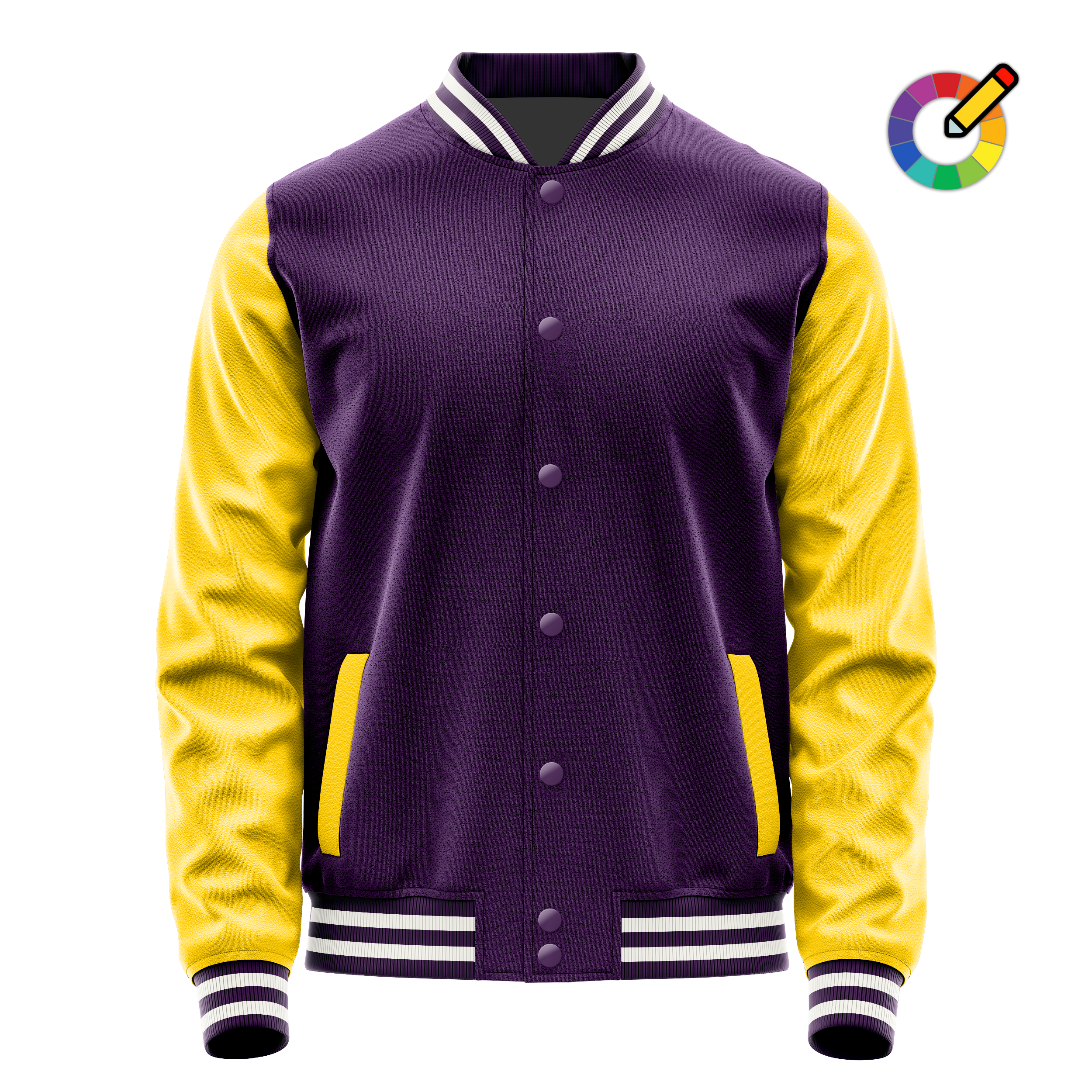 Purple & Gold Leather Varsity Jacket JG07300718