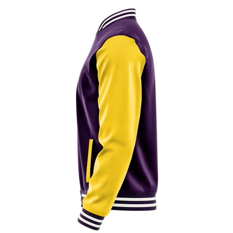 Purple & Gold Leather Varsity Jacket JG07300718